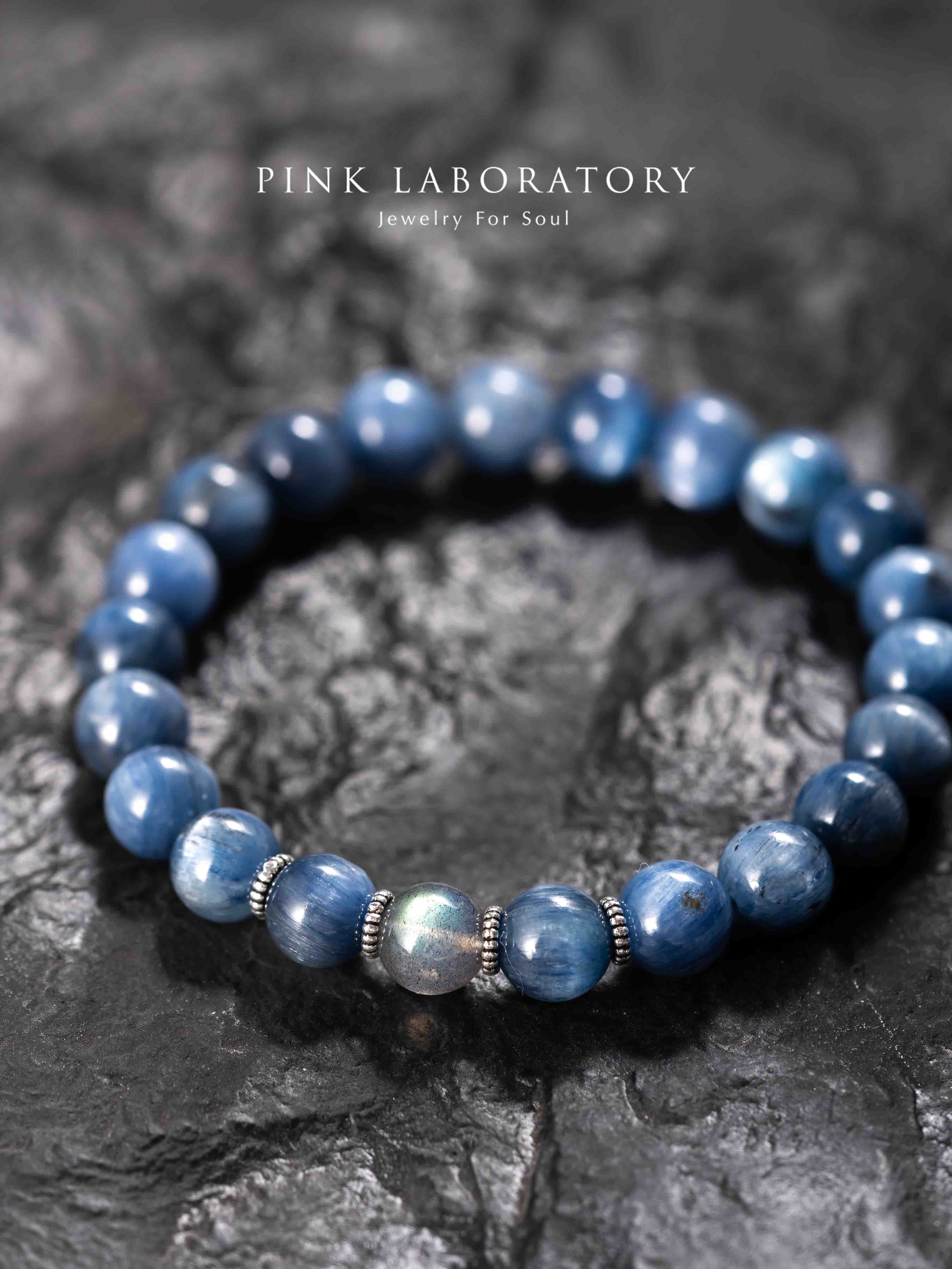 藍晶石拉長石925純銀手鍊