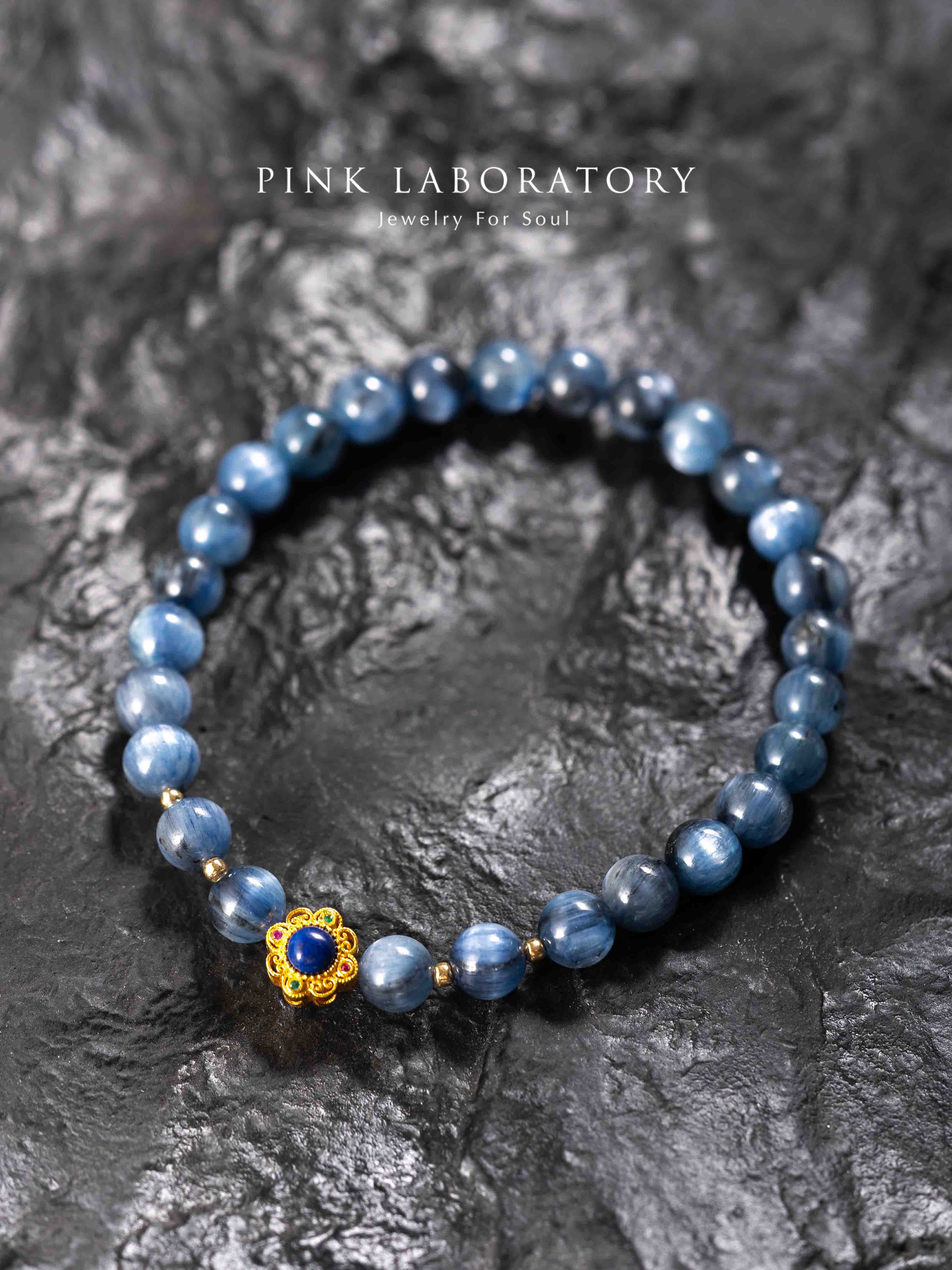 藍晶石青金石純銀鍍金手鍊