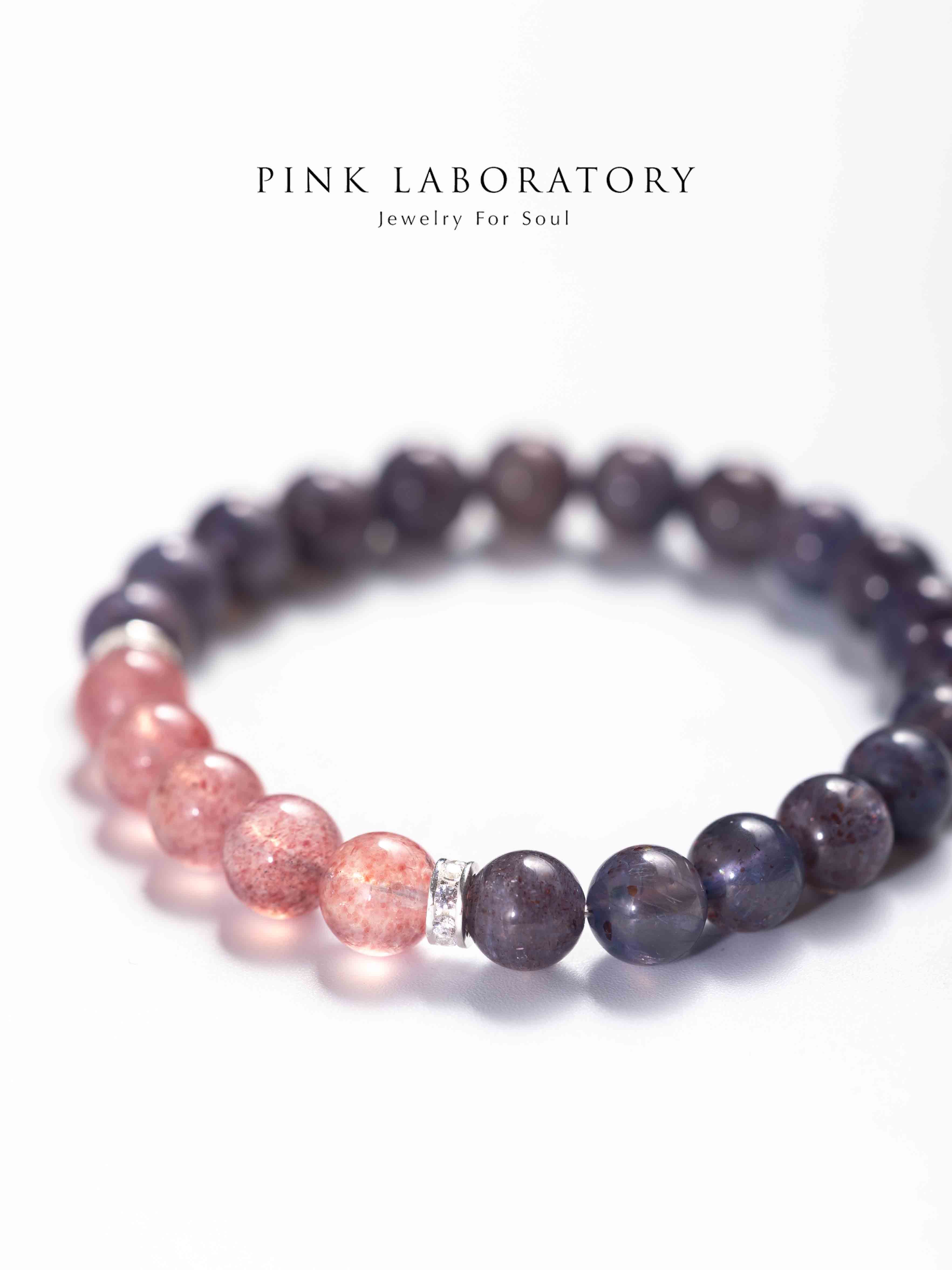 堇青石草莓晶925純銀手鍊