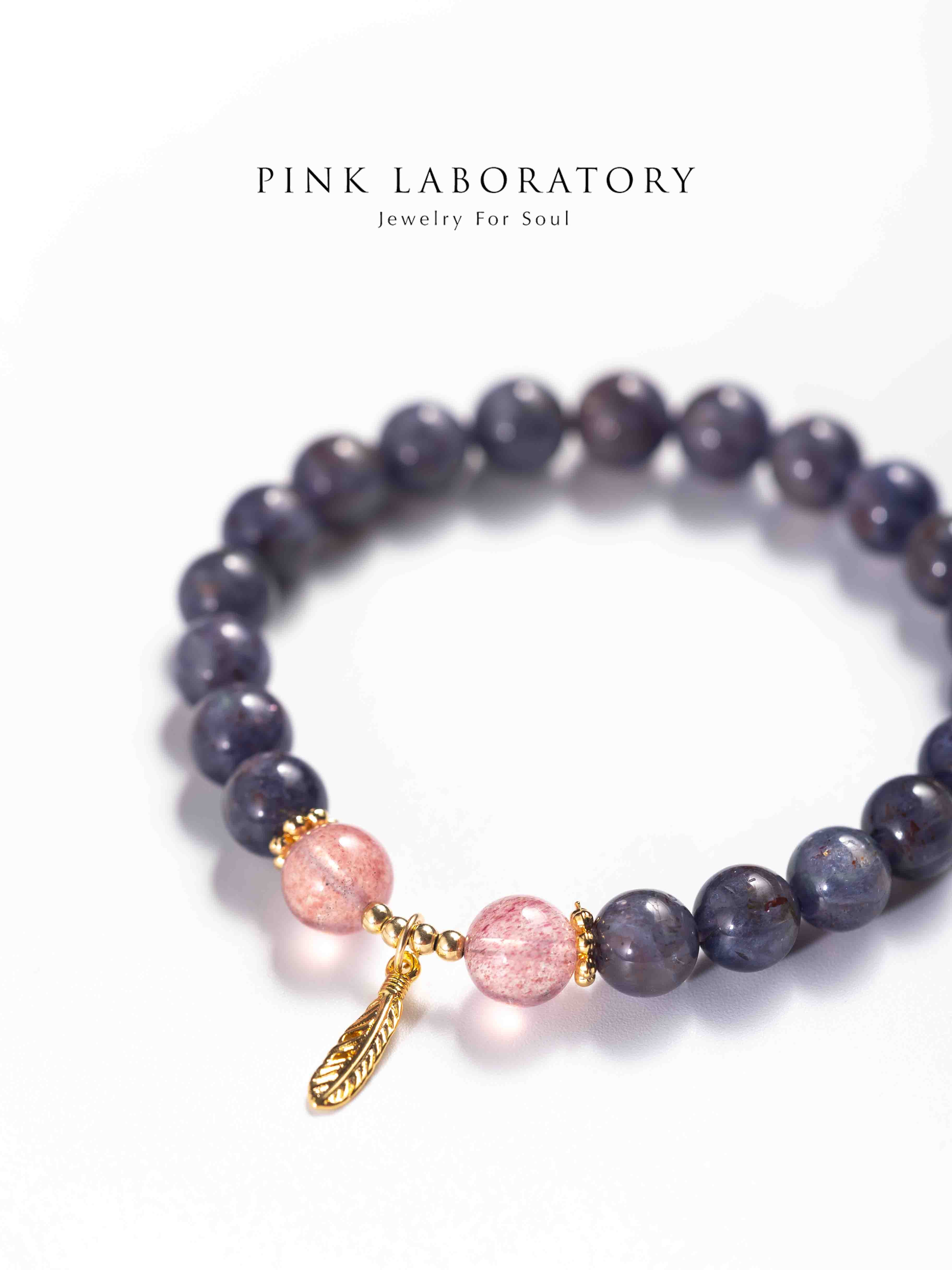 堇青石草莓晶14K鍍金手鍊