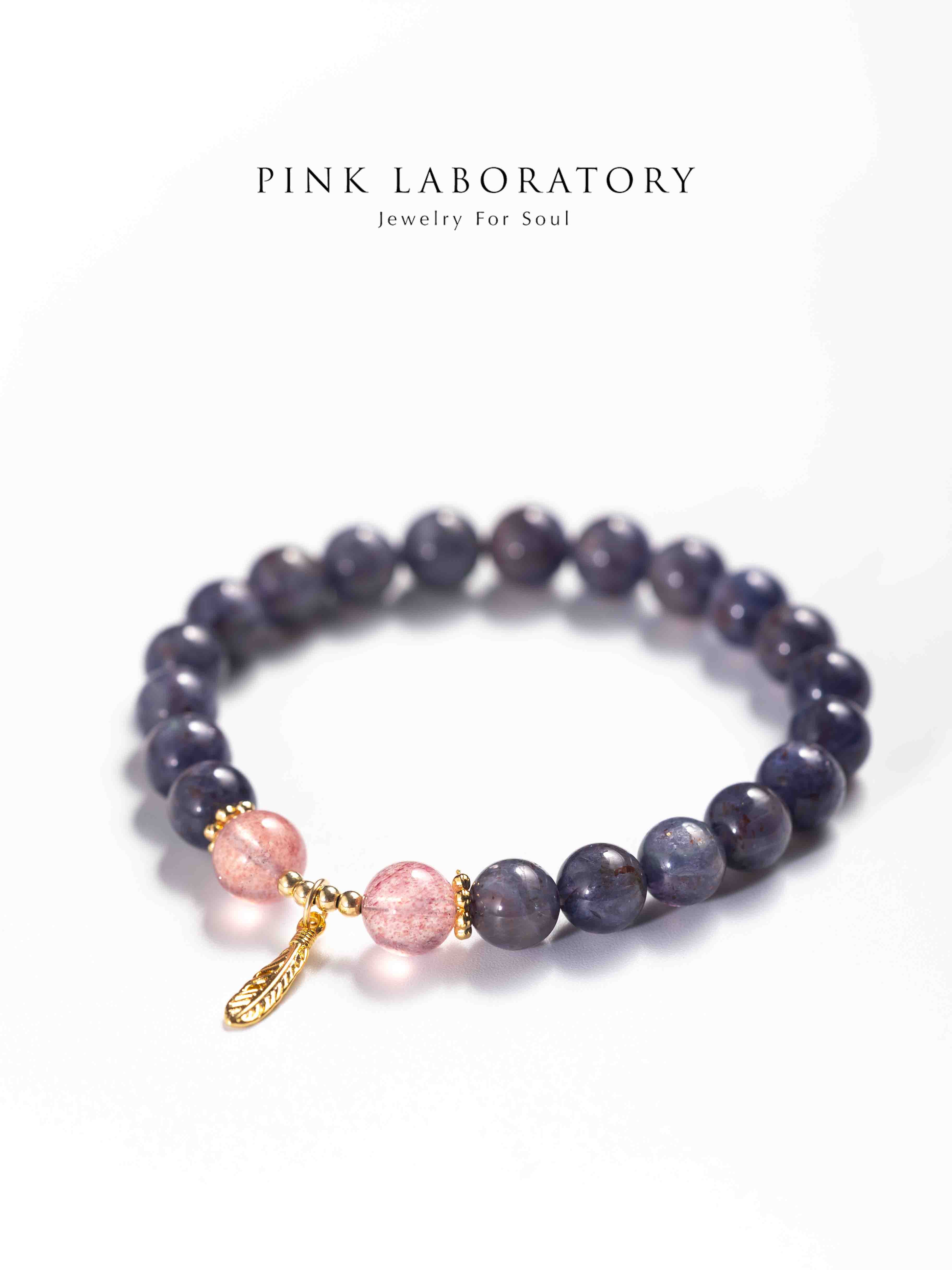 堇青石草莓晶14K鍍金手鍊