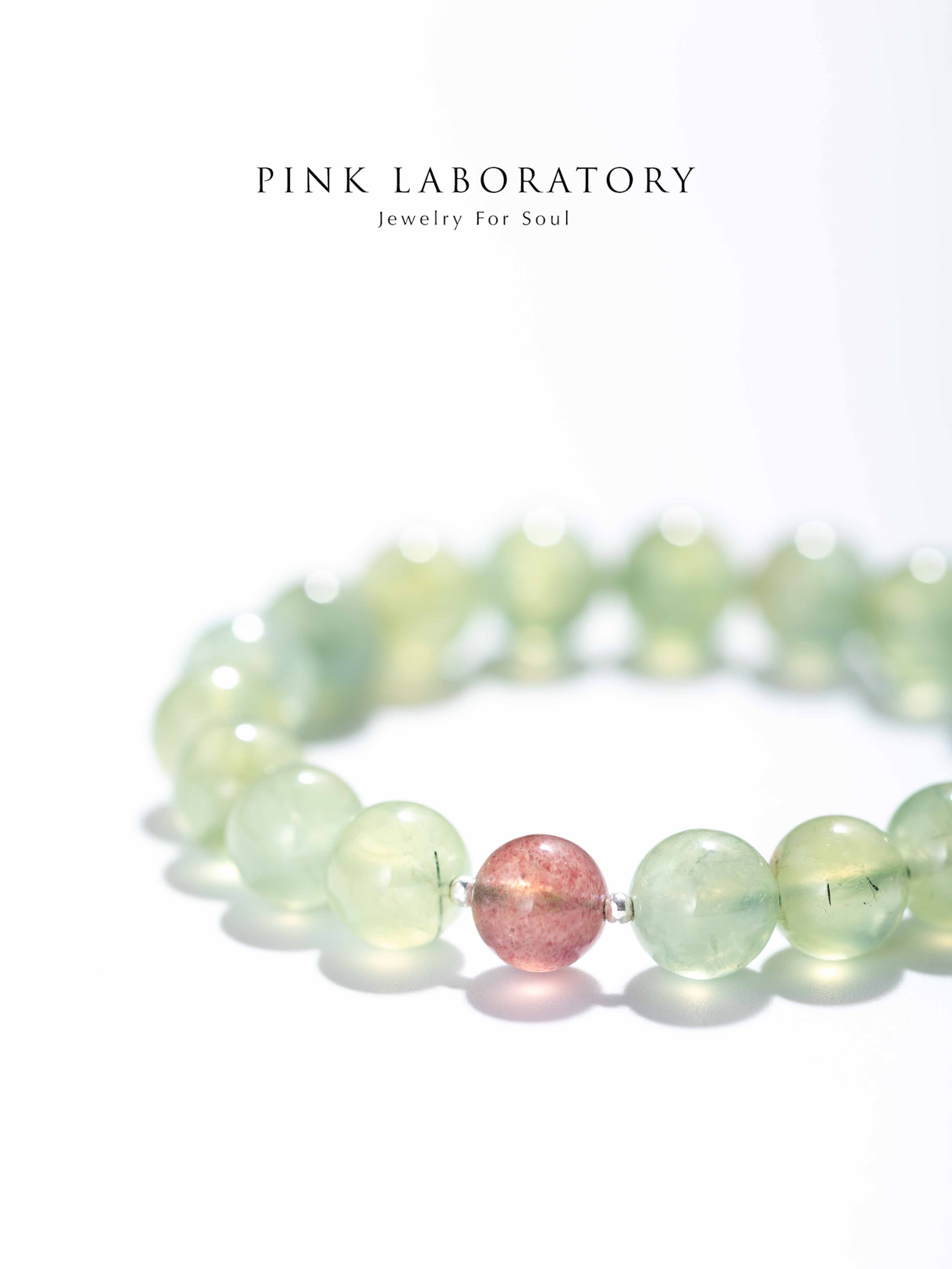 葡萄石草莓晶925純銀手鍊