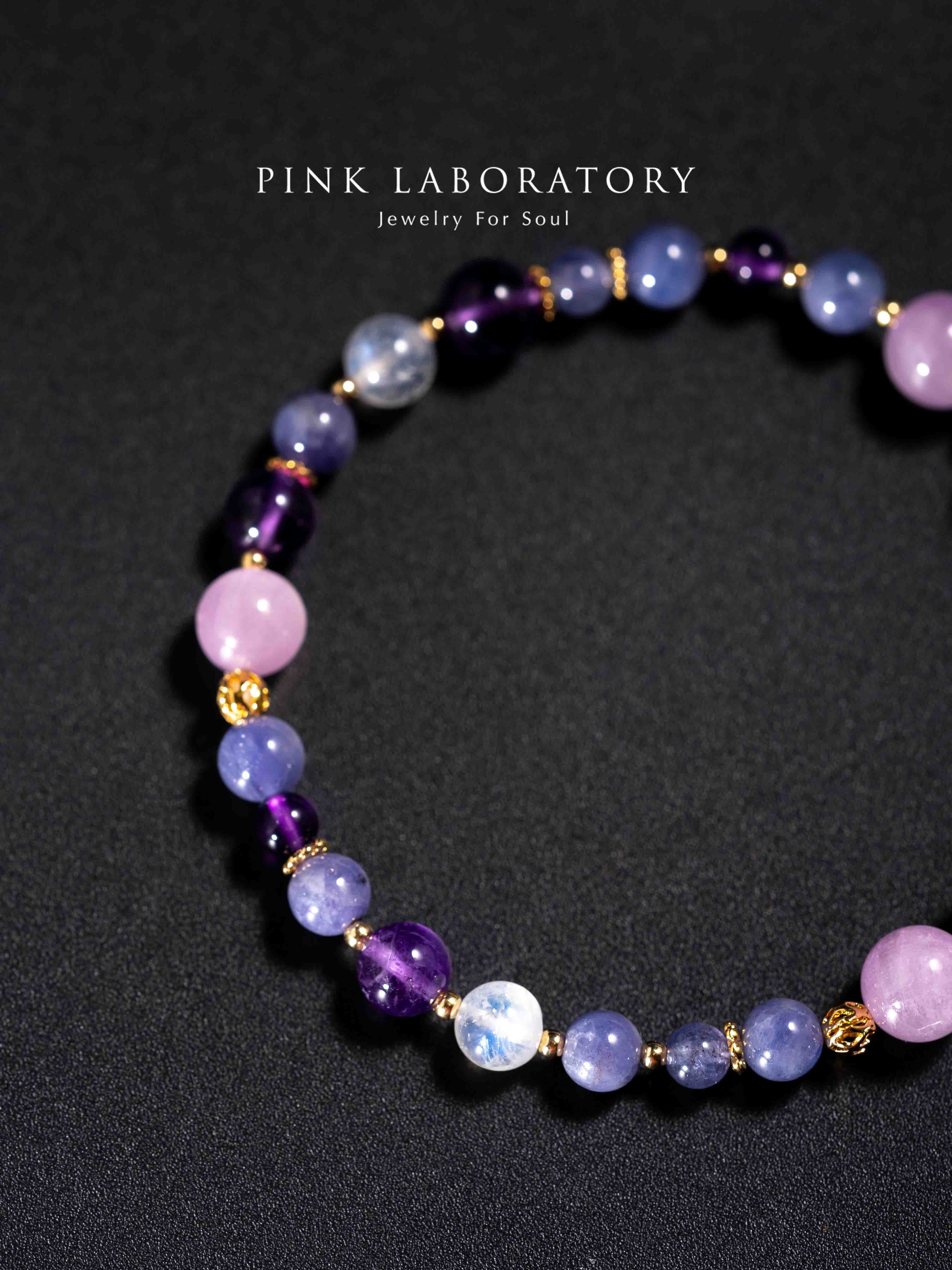 坦桑石紫水晶14k鍍金手鍊