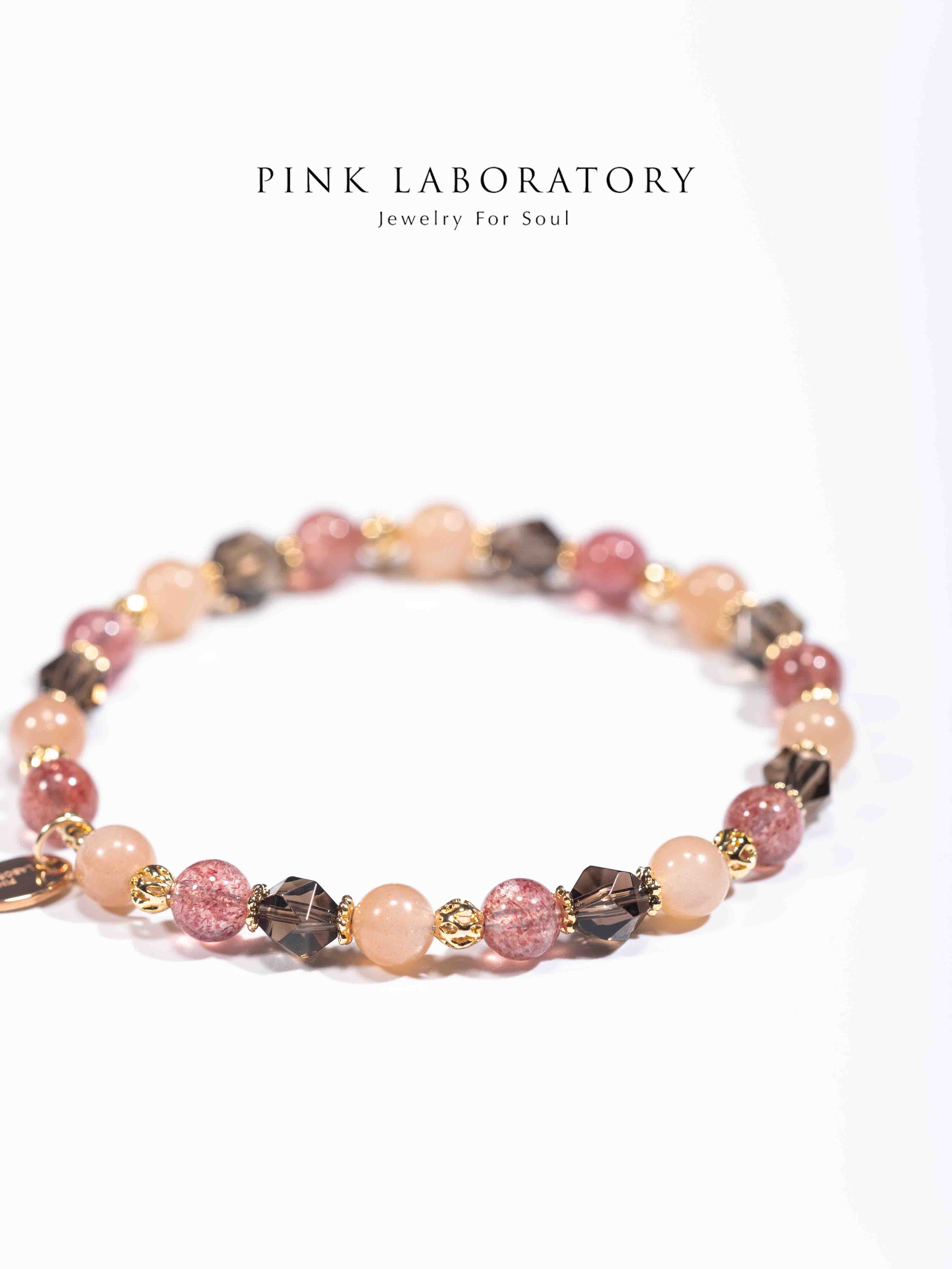 橙月光石草莓晶茶水晶14K鍍金手鍊