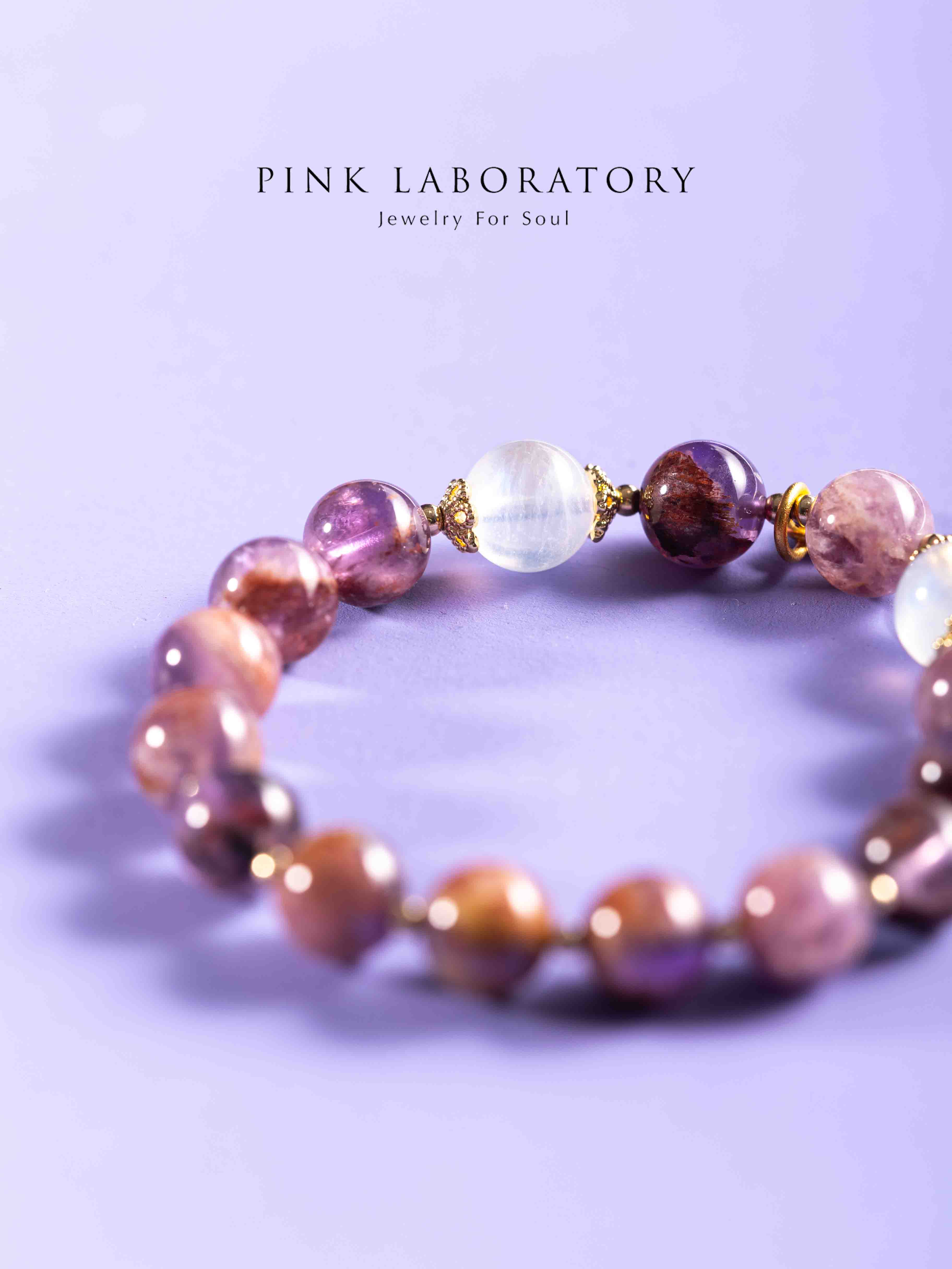 紫幽靈月光石14K鍍金手鍊