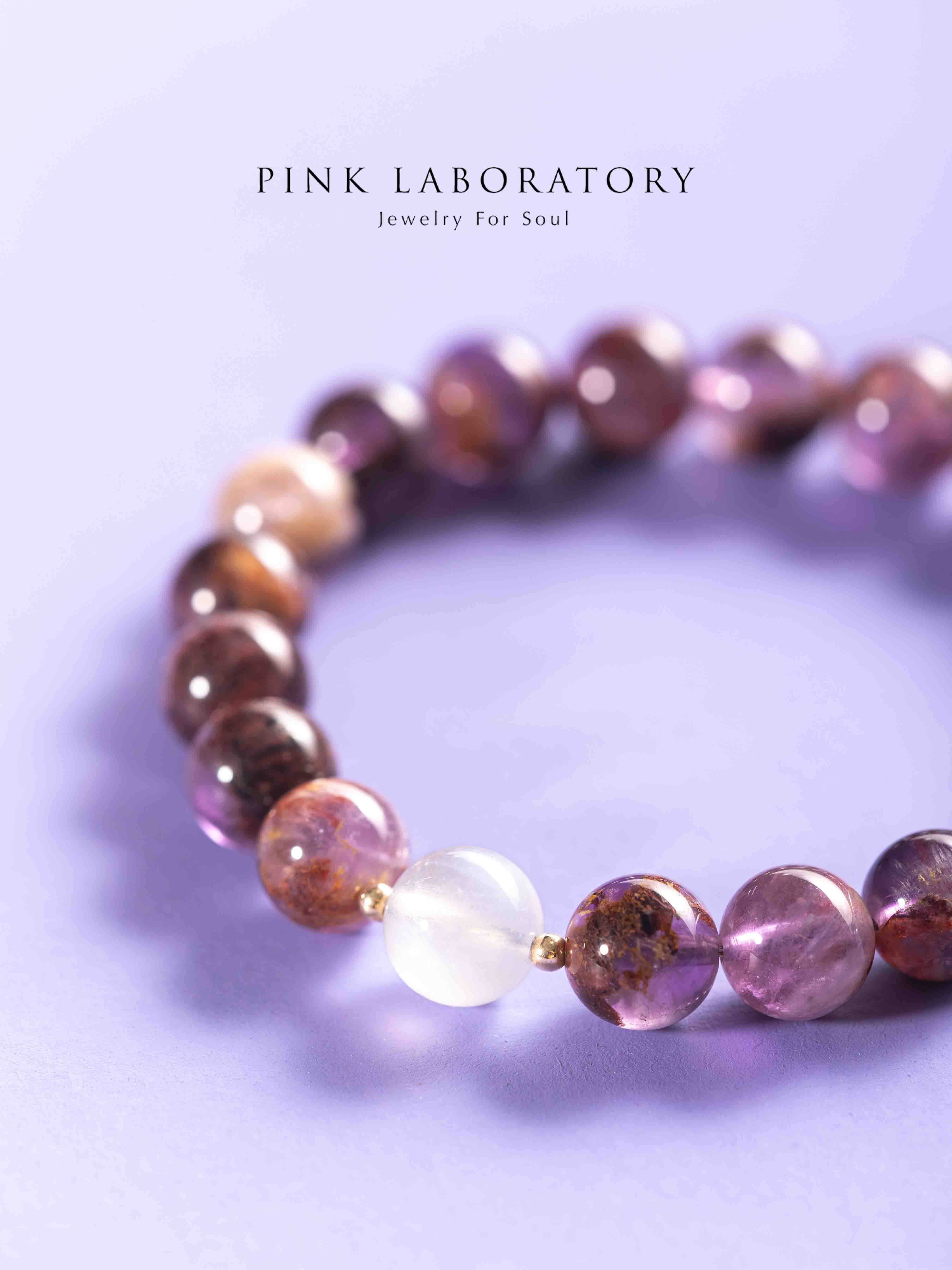 紫幽靈月光石14KGF手鍊