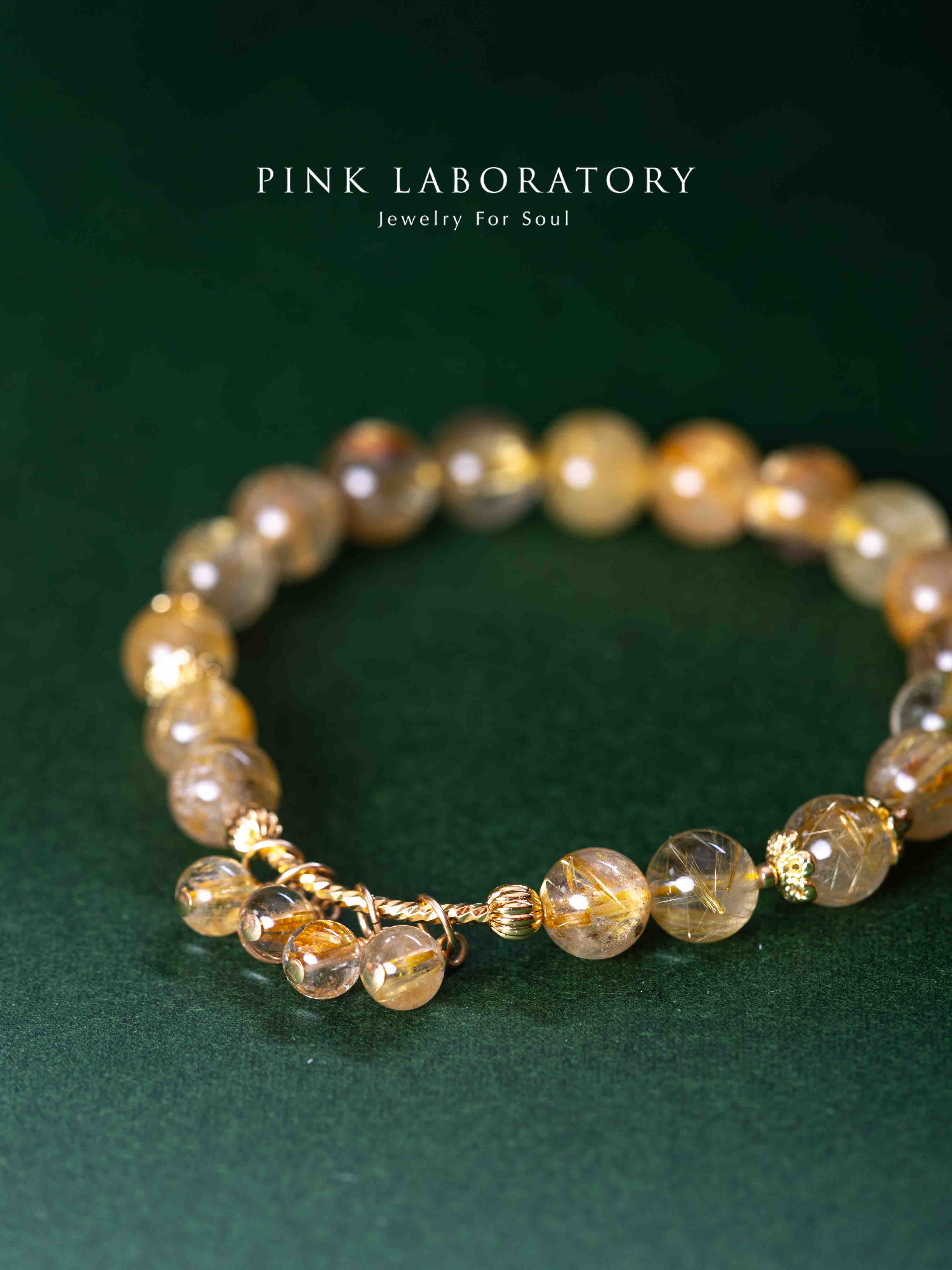 金髮晶8mm鍍金手鍊