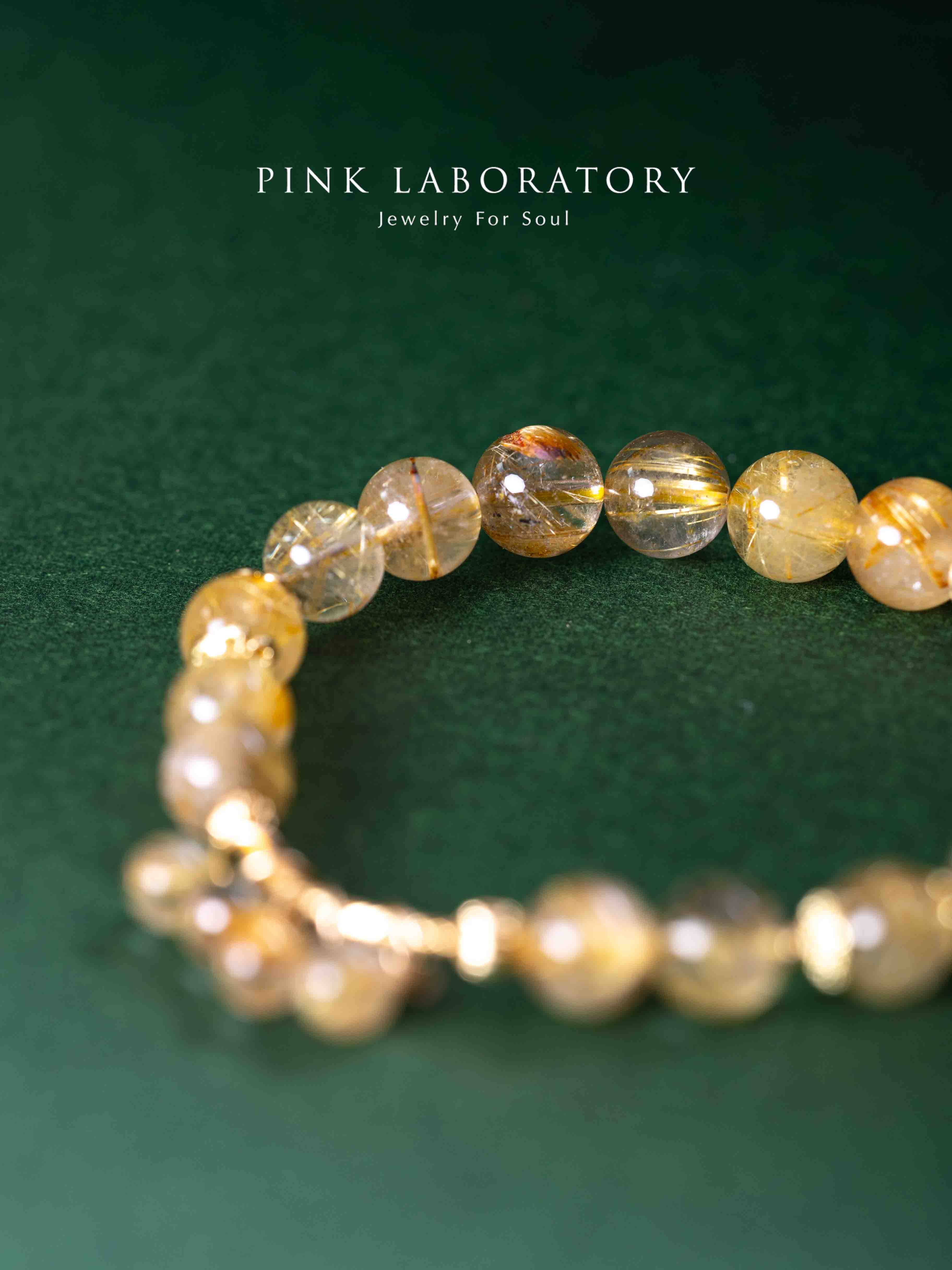 金髮晶8mm鍍金手鍊