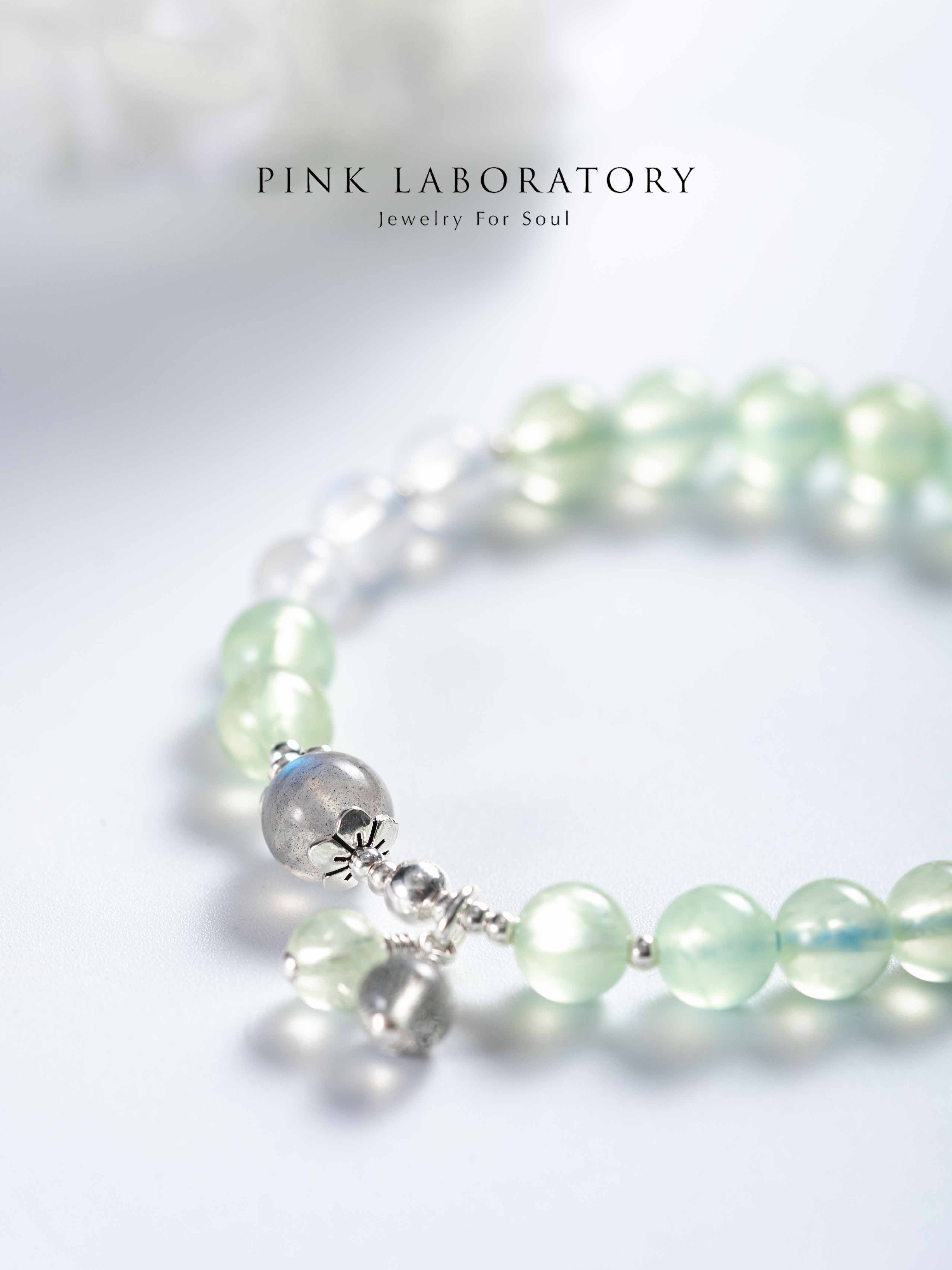 葡萄石拉長石月光石925純銀手鍊