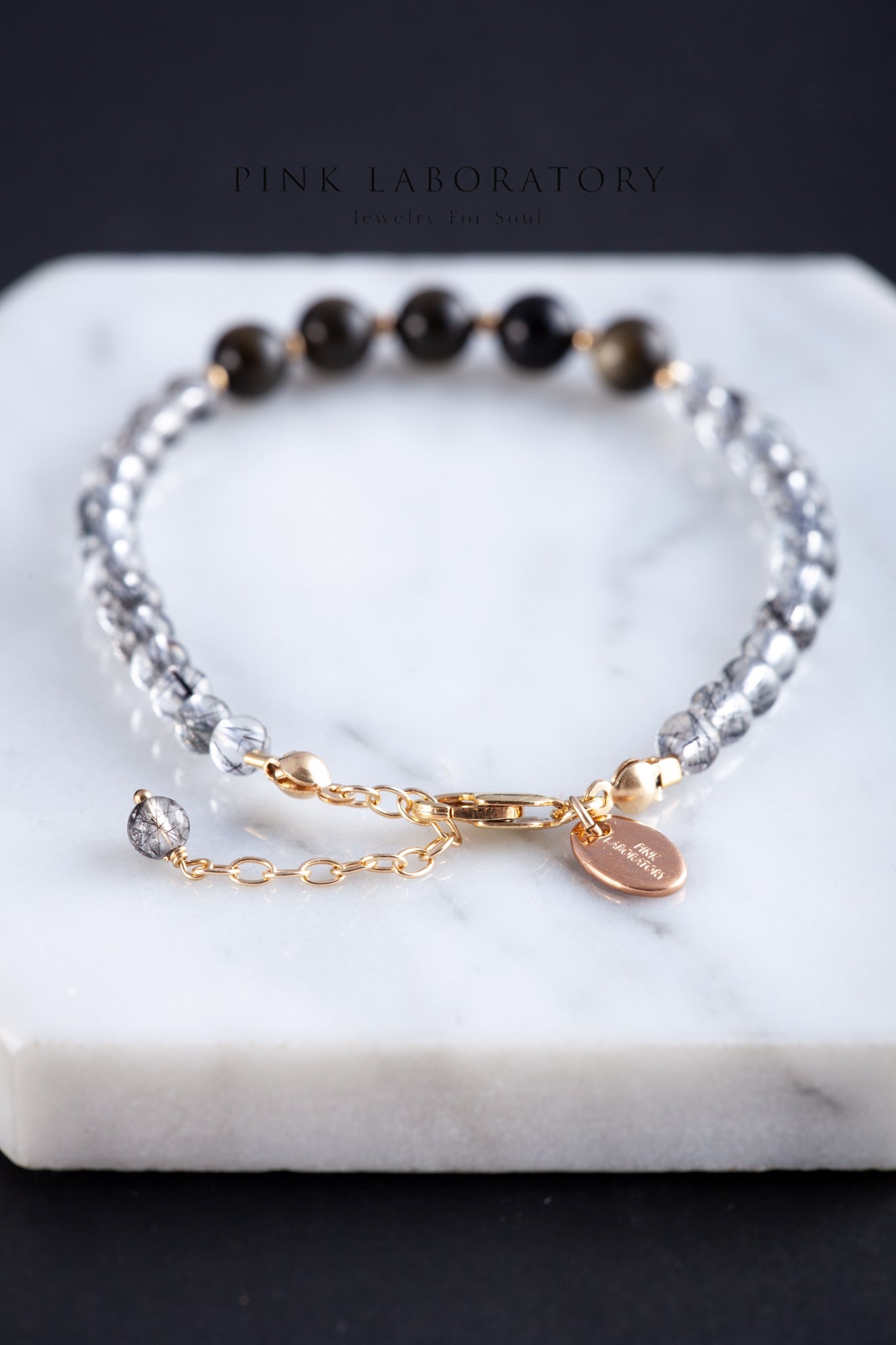 清透黑髮晶黑曜石手鍊