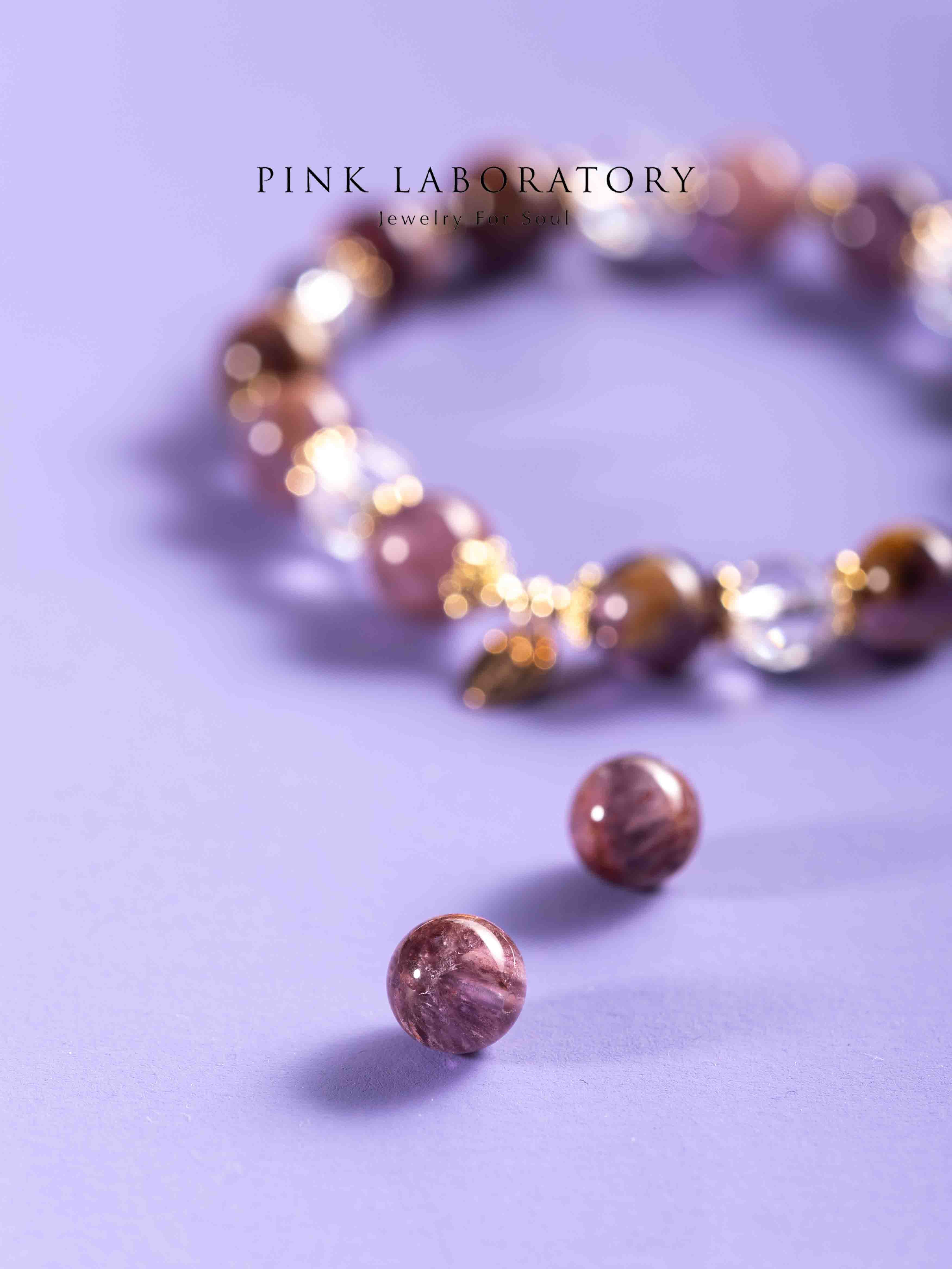 紫幽靈白水晶14K鍍金手鍊