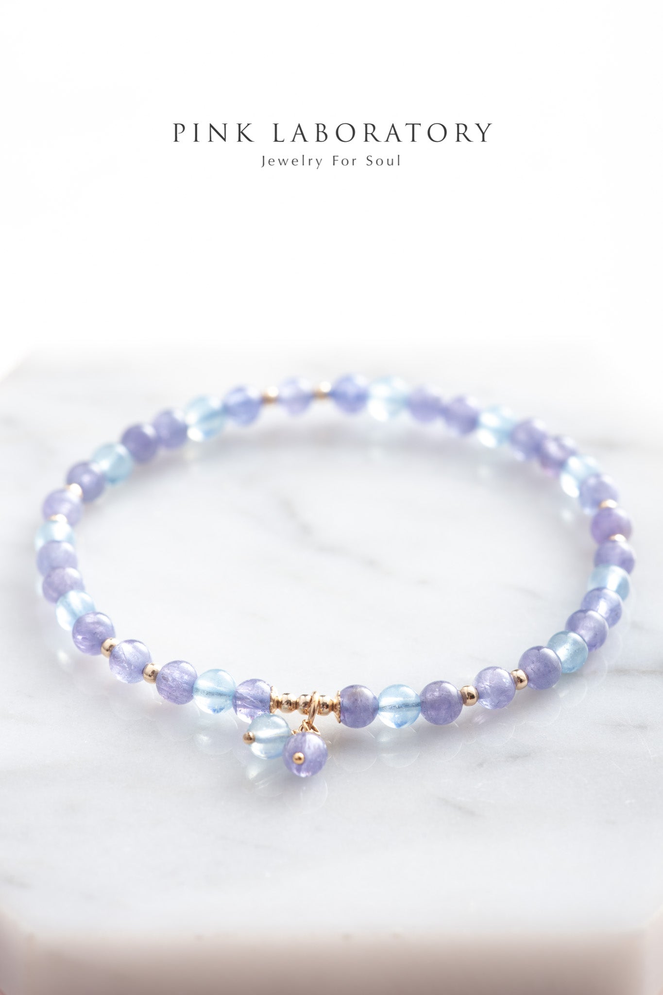 坦桑石海藍寶4mm 14K包金手鍊