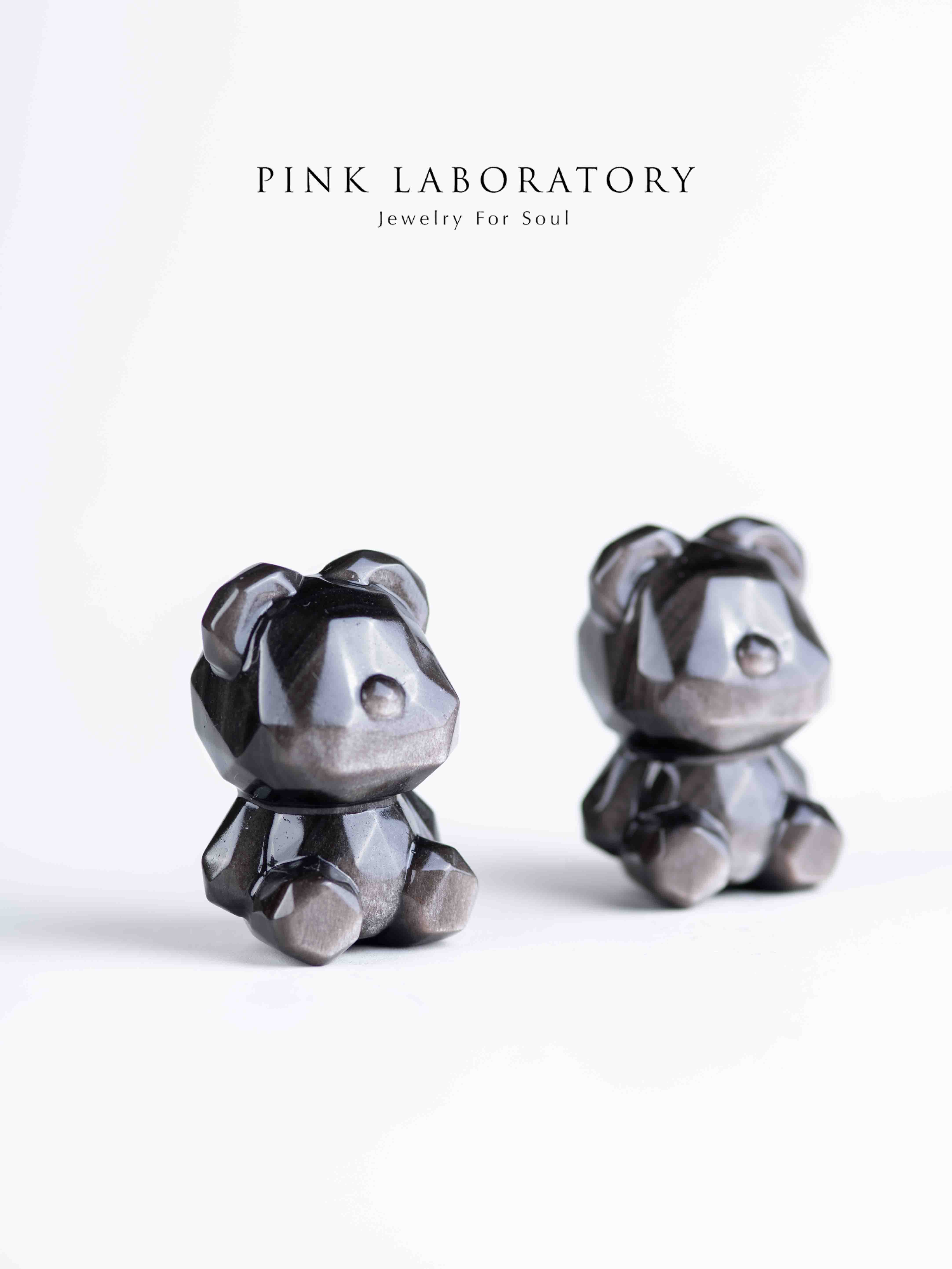 銀曜石小熊|招財防小人水晶擺件