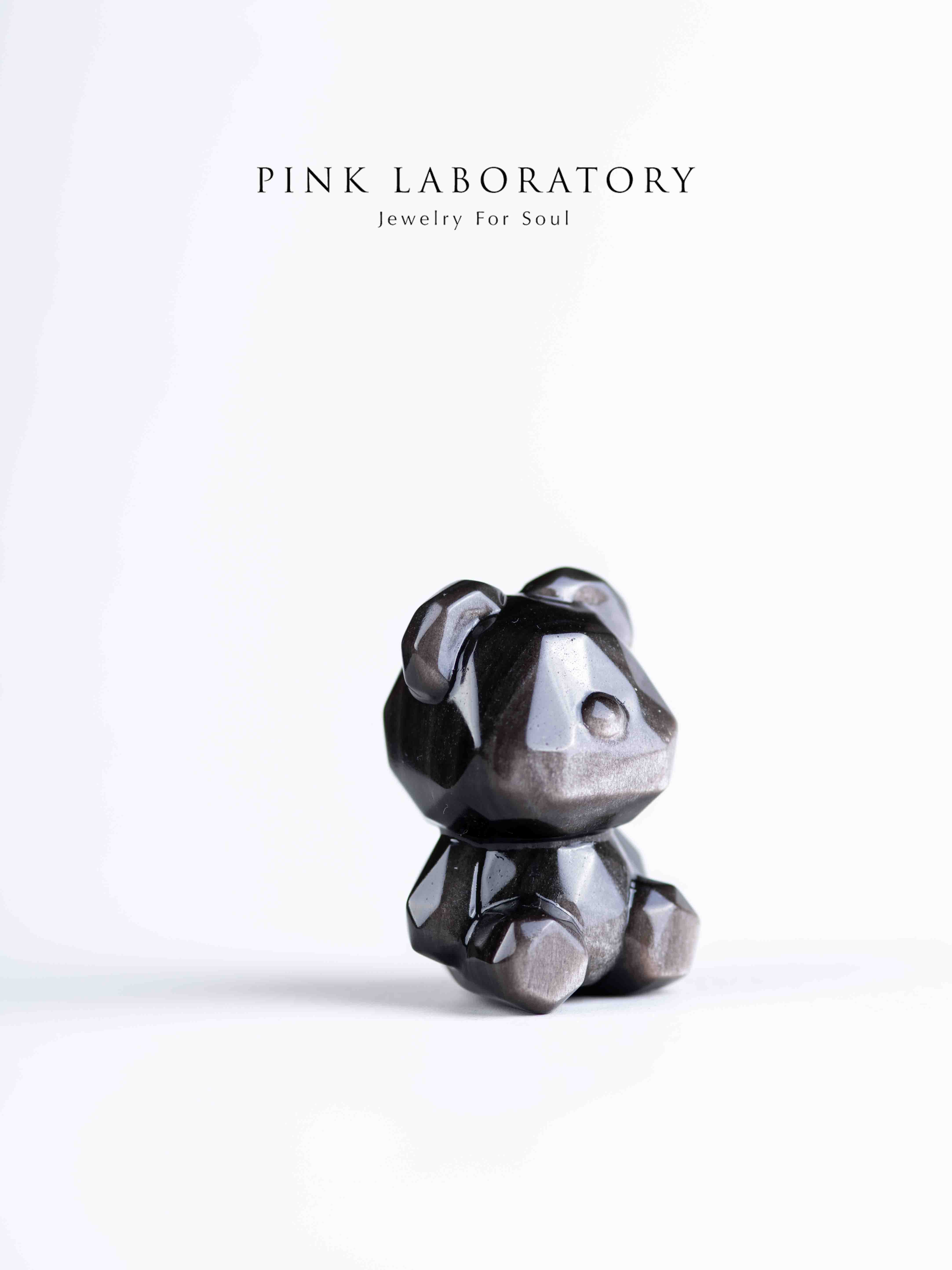 銀曜石小熊|招財防小人水晶擺件