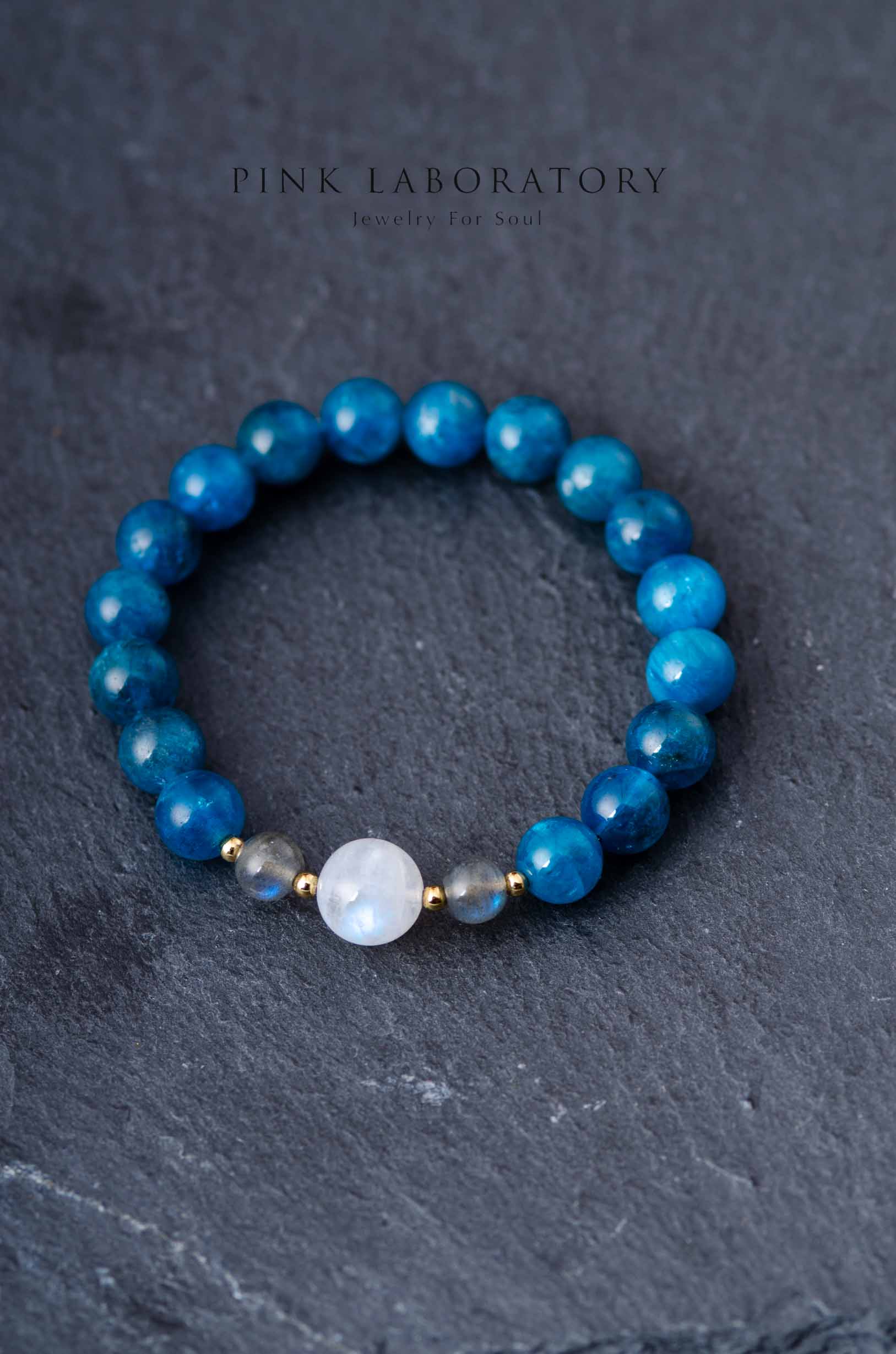 磷灰石月光石手鍊 | 8mm | 拉長石 | 14K包金