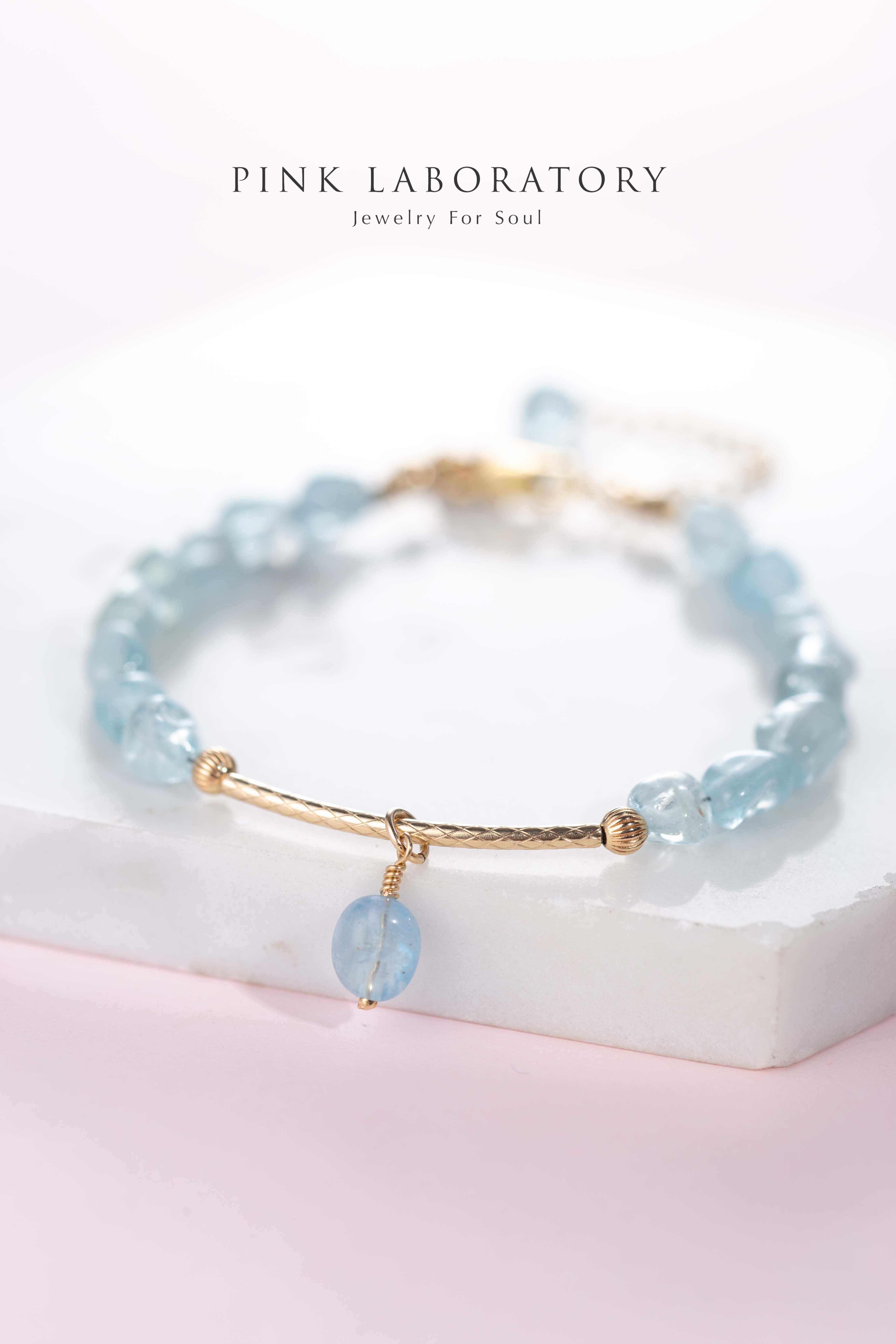 海藍寶蛋形14KGF手鍊