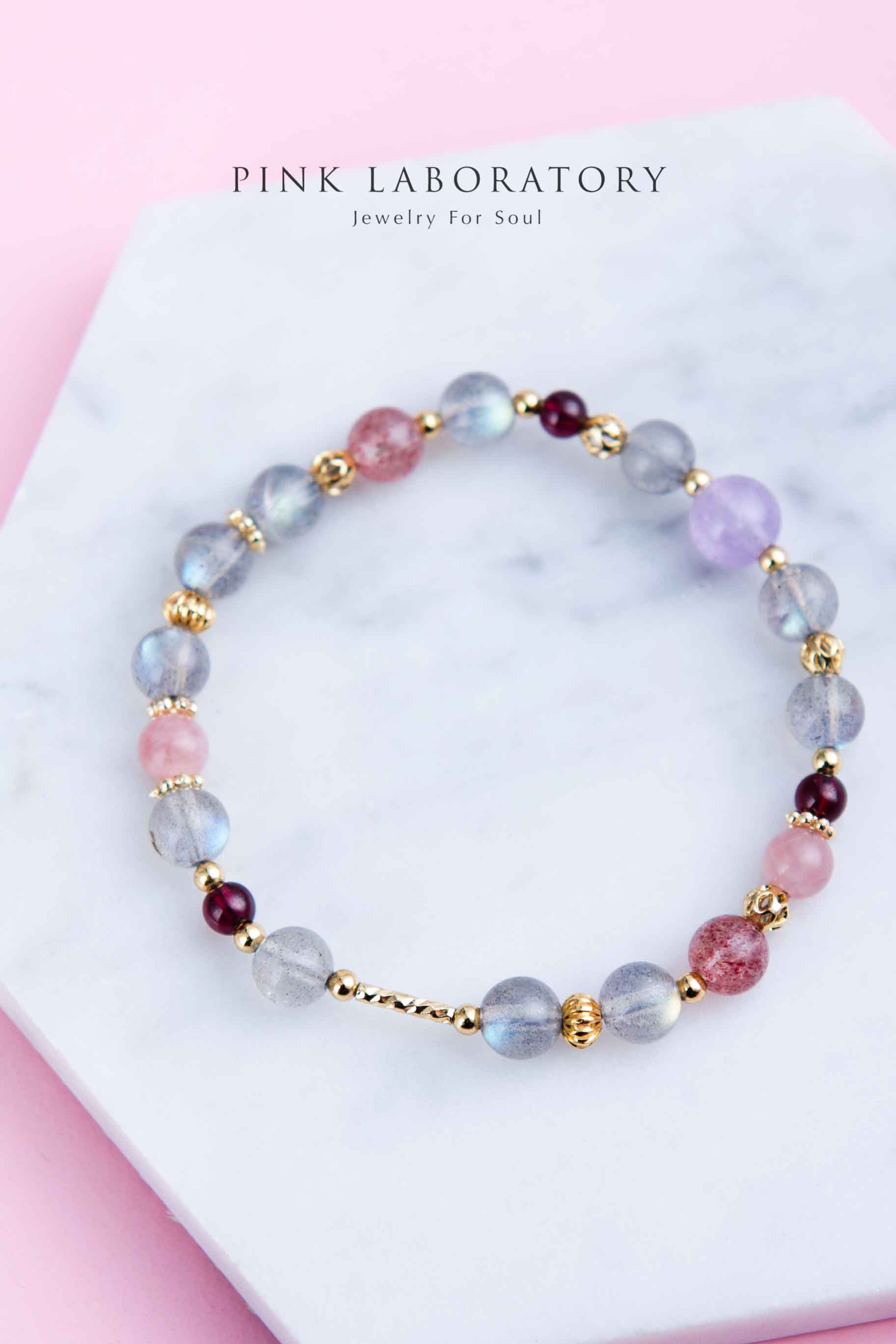 拉長石粉水晶手鍊