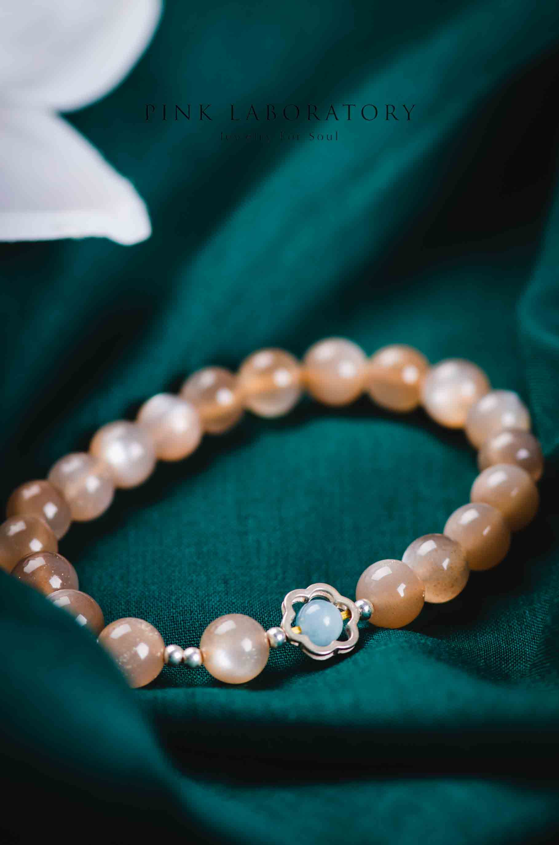 陽光燦爛 | 太陽石海藍寶純銀手鍊