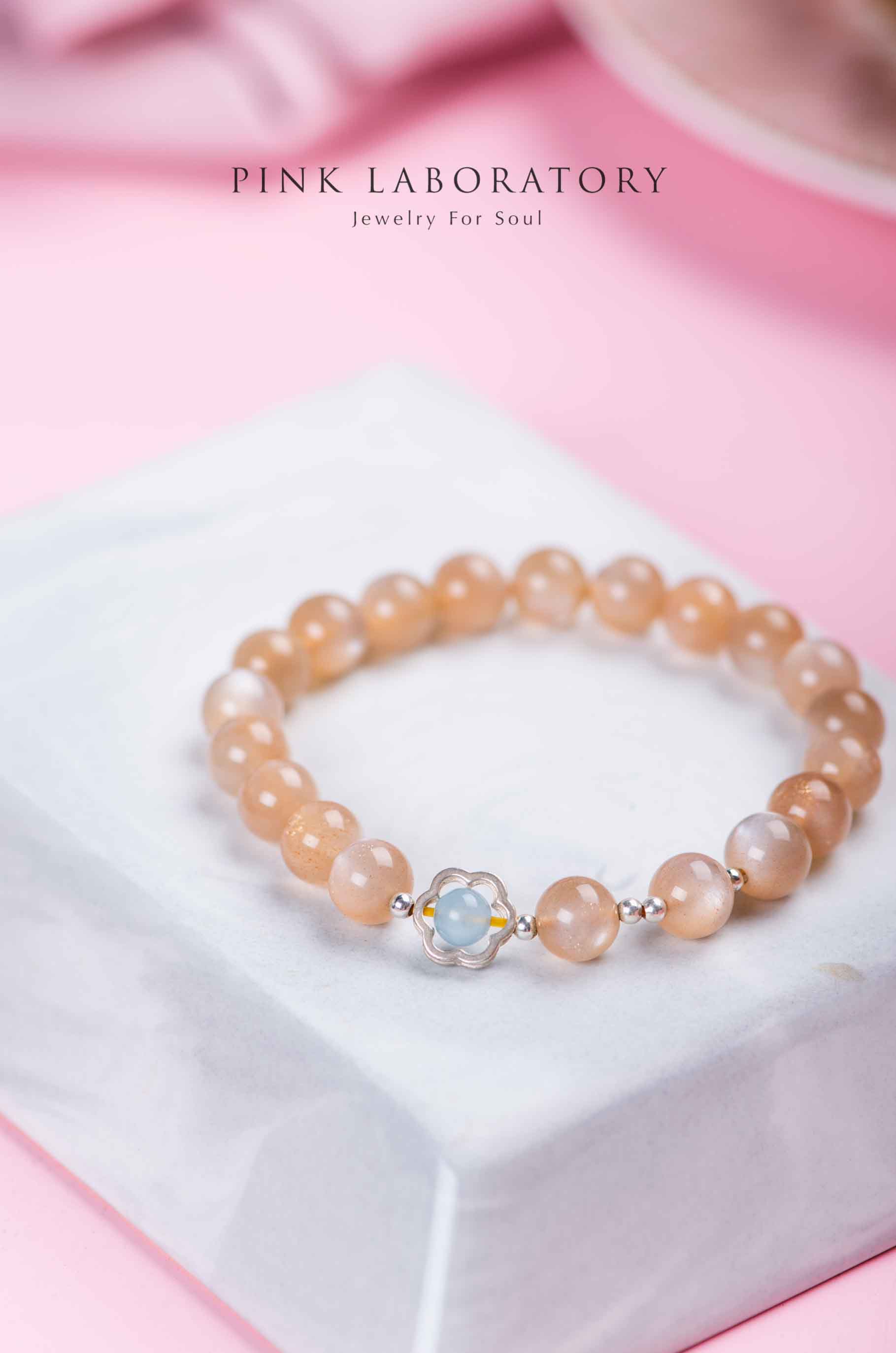 陽光燦爛 | 太陽石海藍寶純銀手鍊