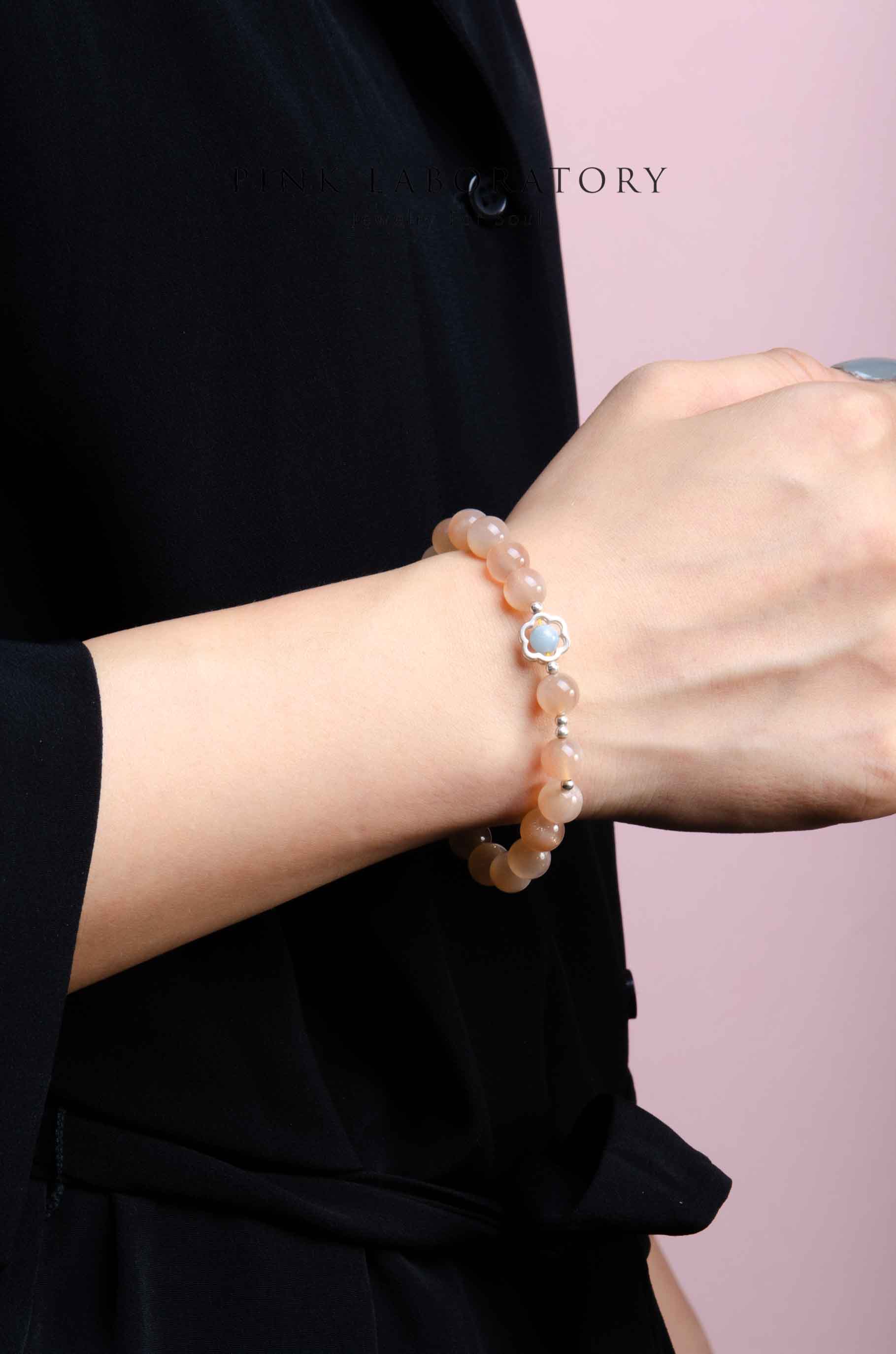 陽光燦爛 | 太陽石海藍寶純銀手鍊