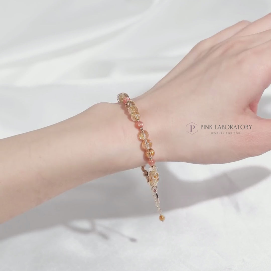 金鈦晶金太陽石14KGF手鍊 6mm | 超聚財招財水晶金髮晶 5A