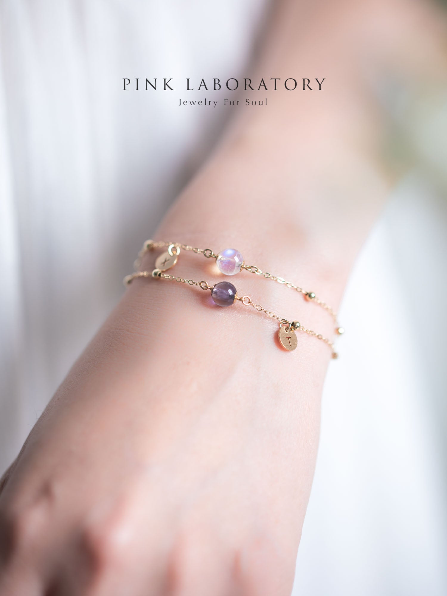 星願招財愛情防小人水晶14KGF字母手鍊