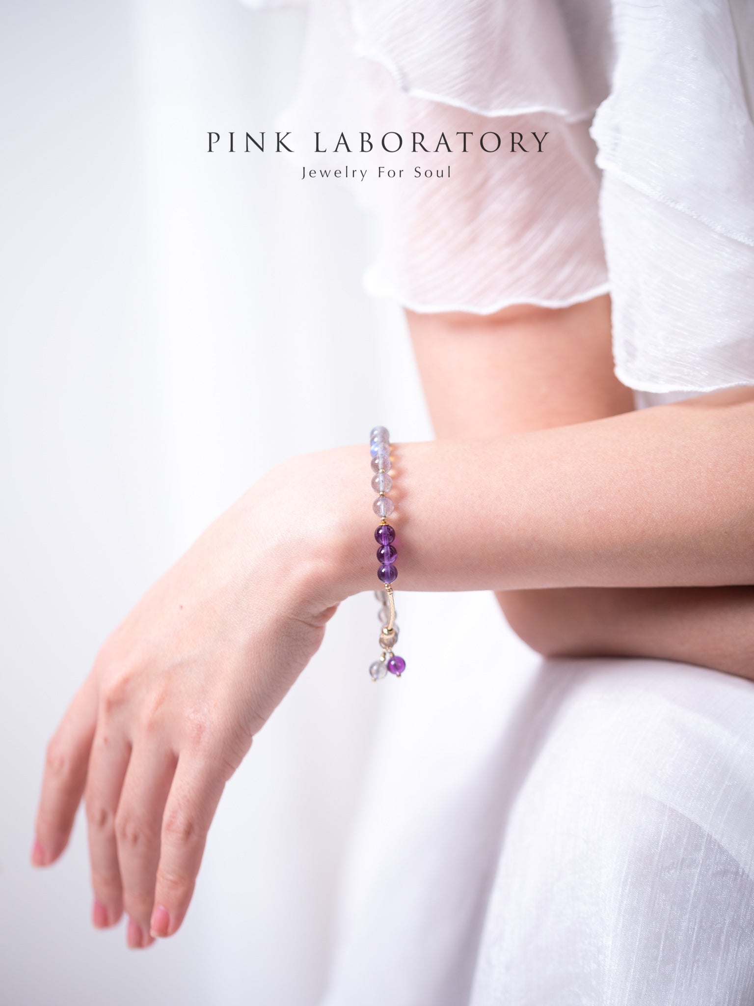 拉長石紫水晶14k包金手鍊