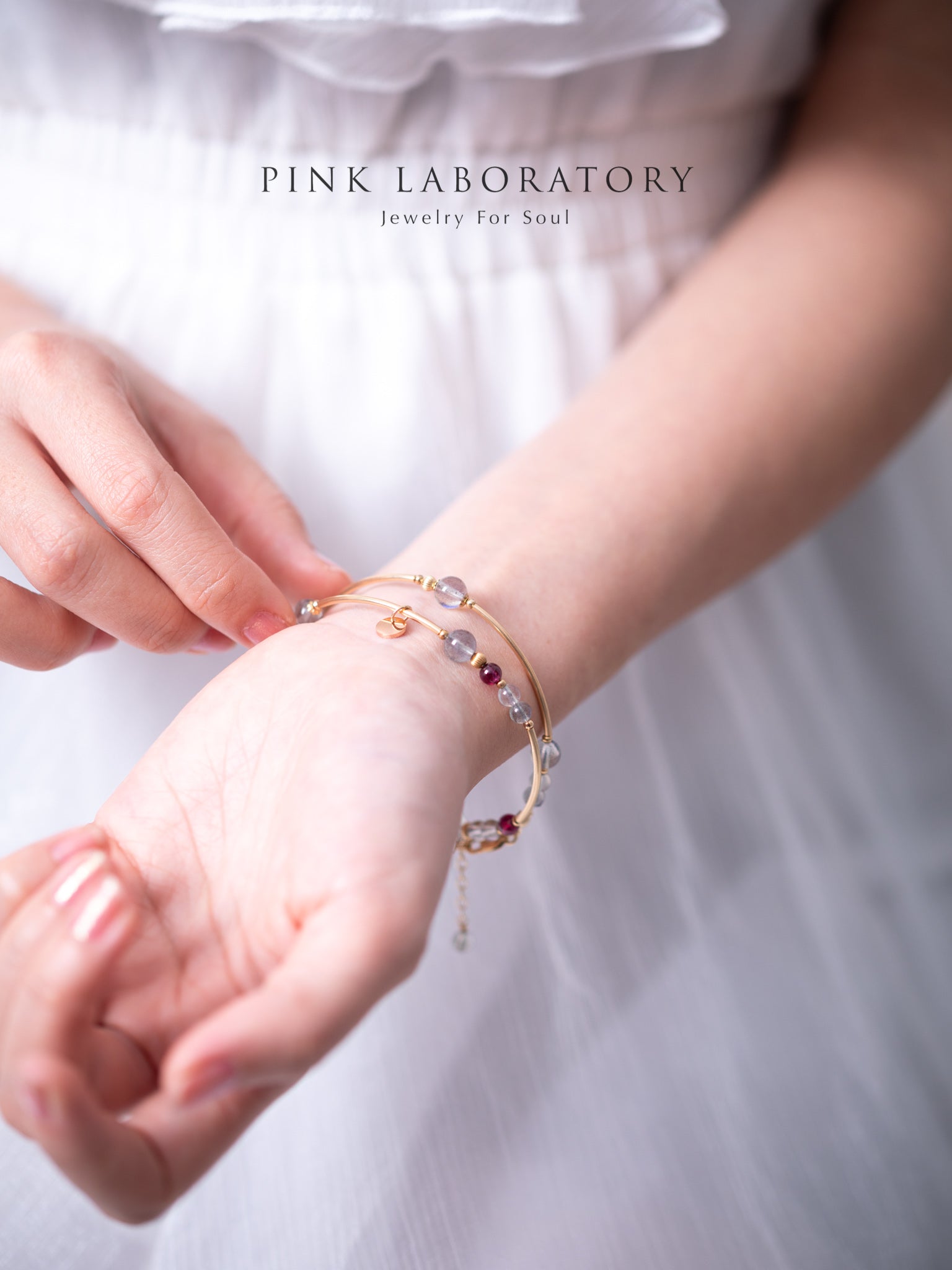 拉長石石榴石14k包金手鍊