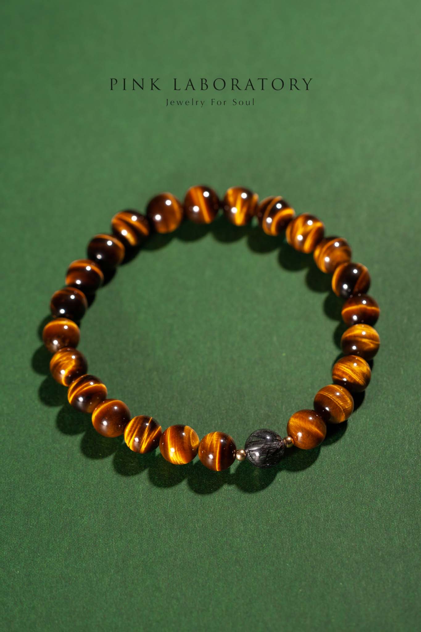 虎眼石黑髮晶14k包金手鍊