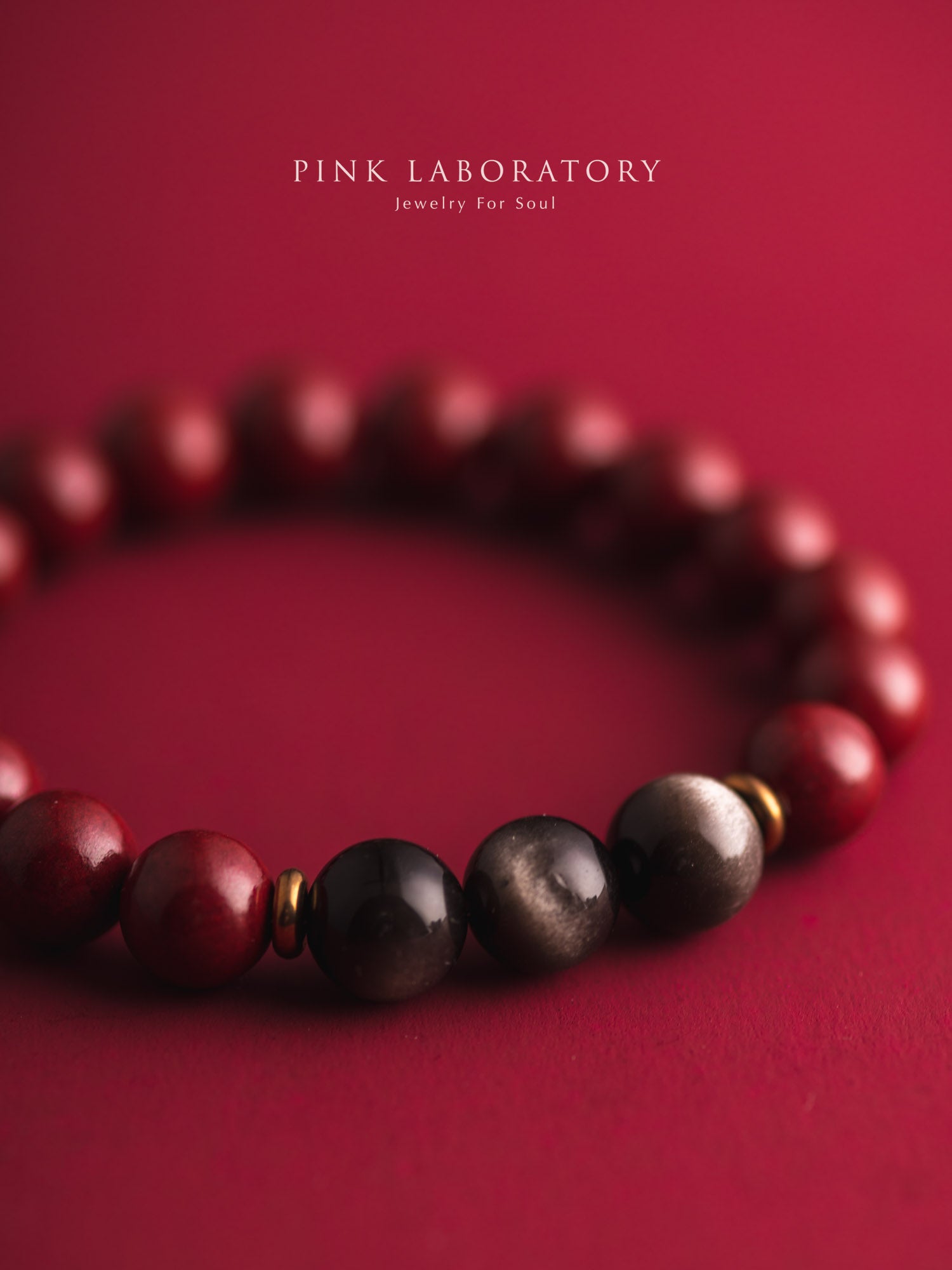 硃砂銀曜石手鍊 10mm