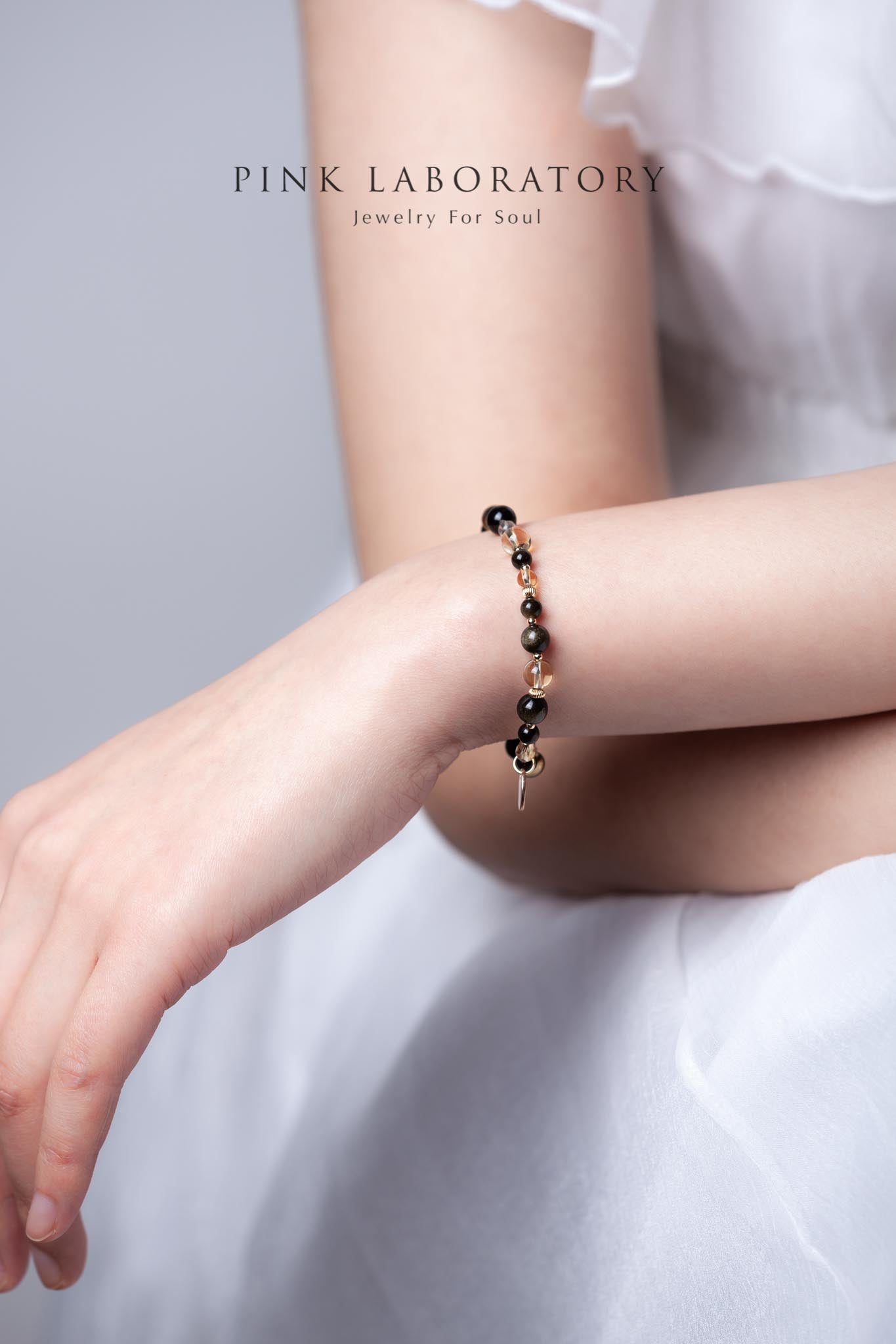 黃水晶黑曜石手鍊