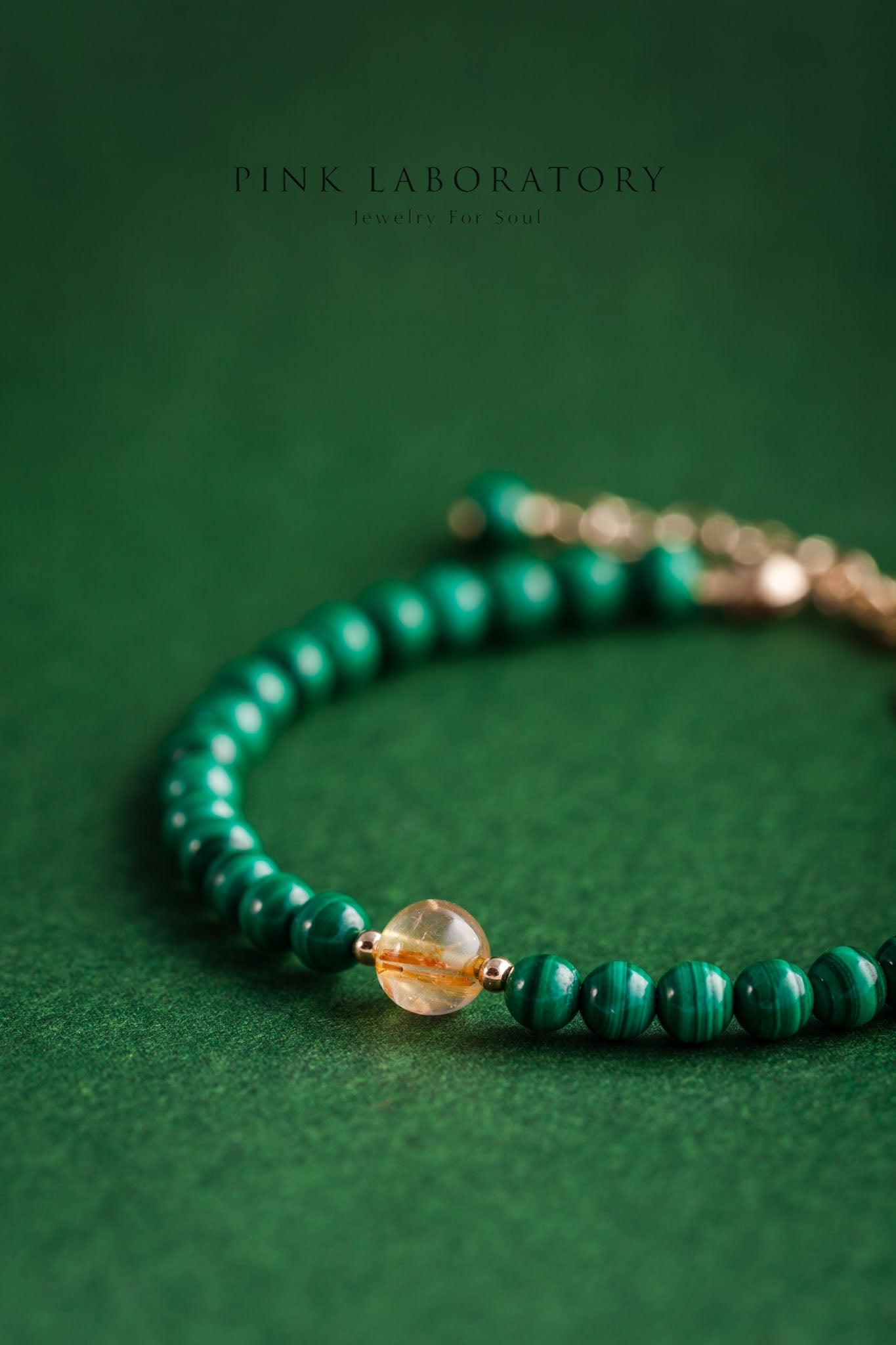 孔雀石金髮晶手鍊