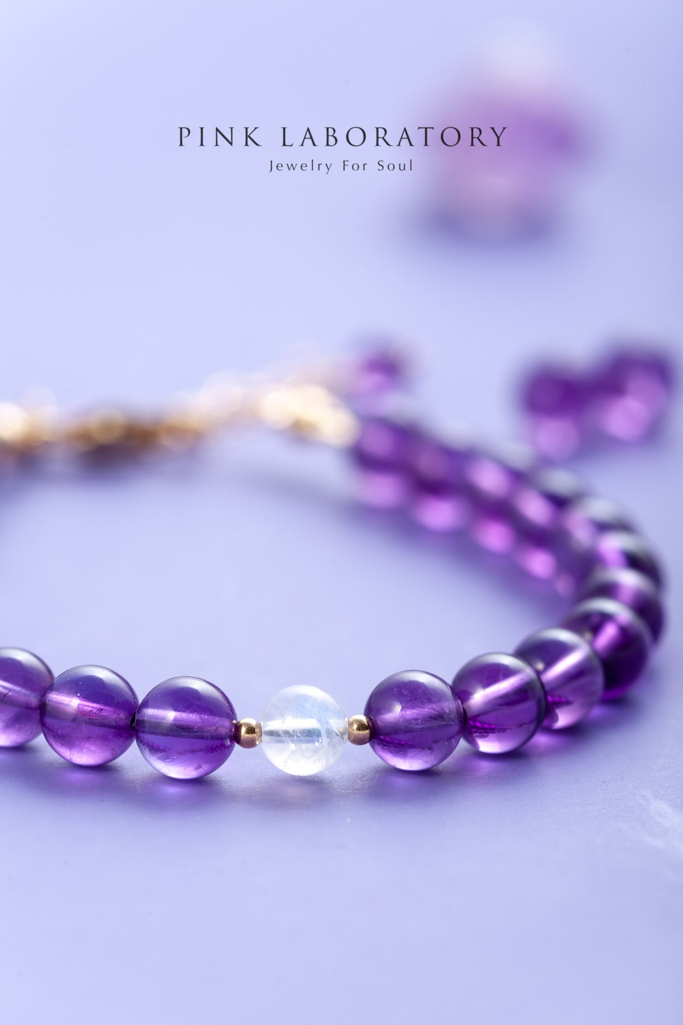 紫水晶月光石14k包金手鍊