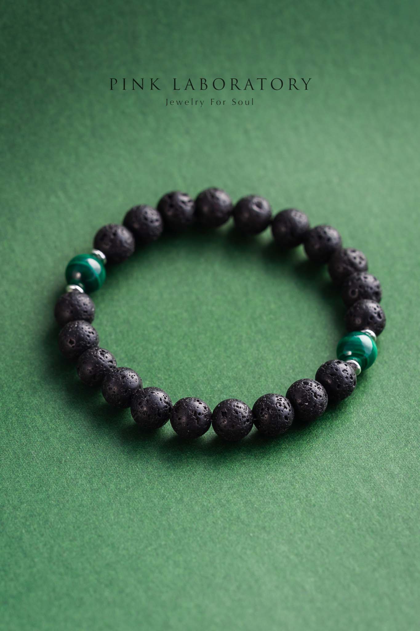 孔雀石火山石手鍊