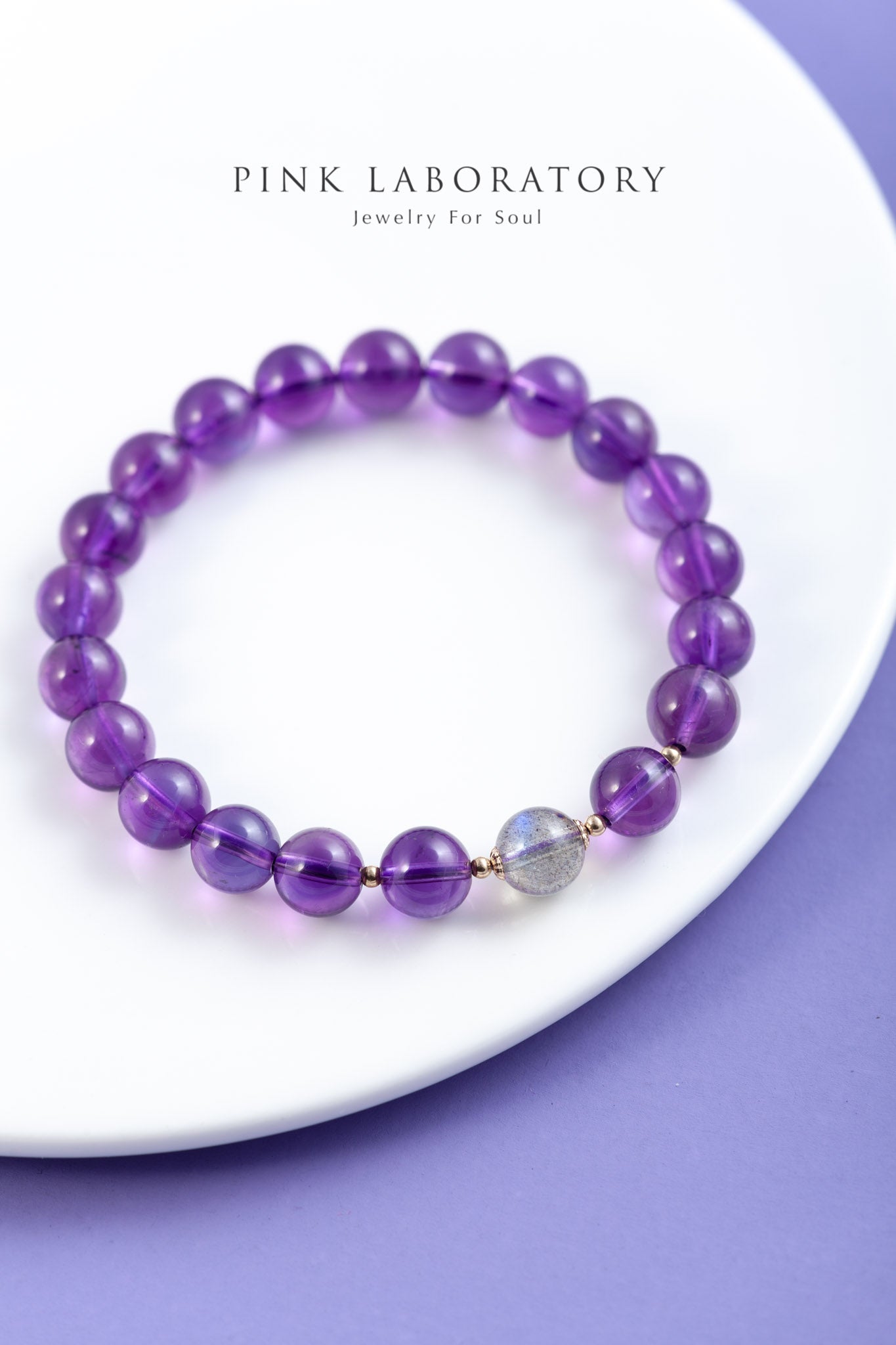 紫水晶拉長石14k包金手鍊