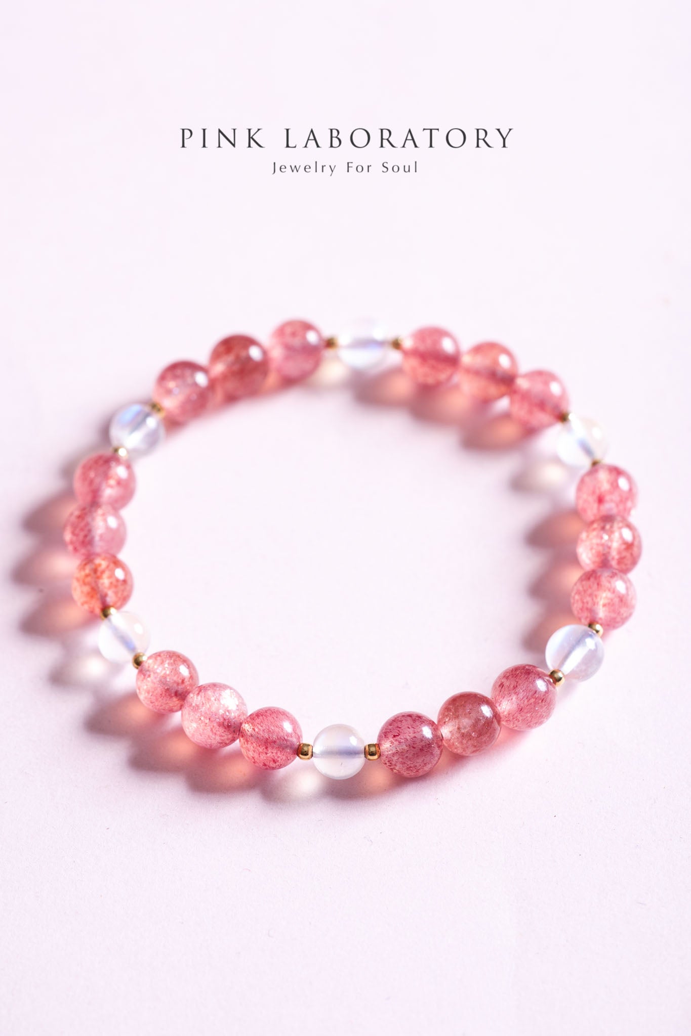 星光草莓晶月光石14k包金手鍊