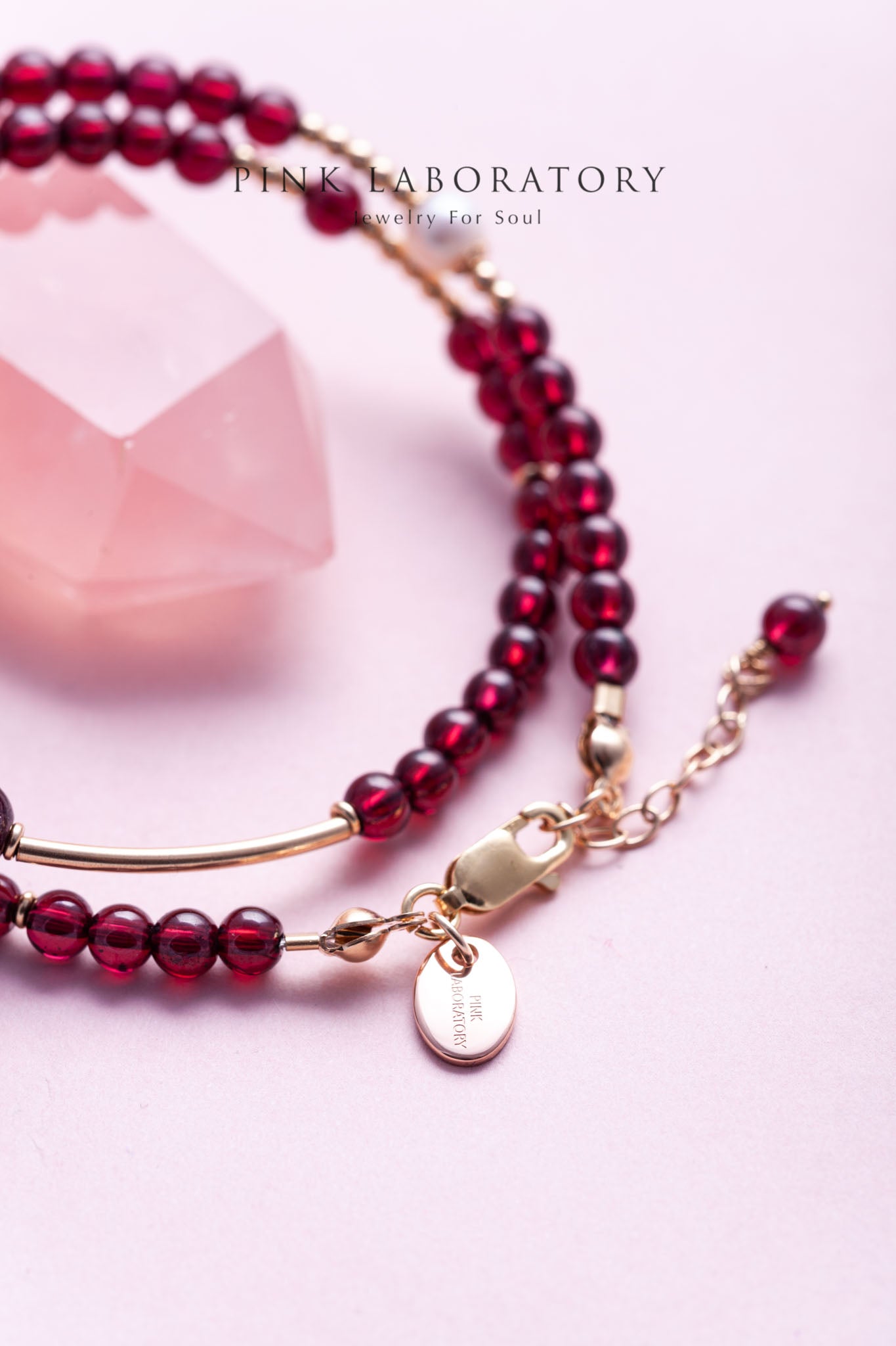 石榴石天然淡水珍珠14k包金手鍊