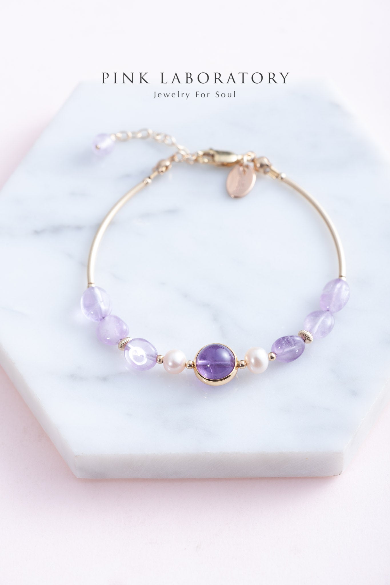 紫水晶天然淡水珍珠14k包金手鍊