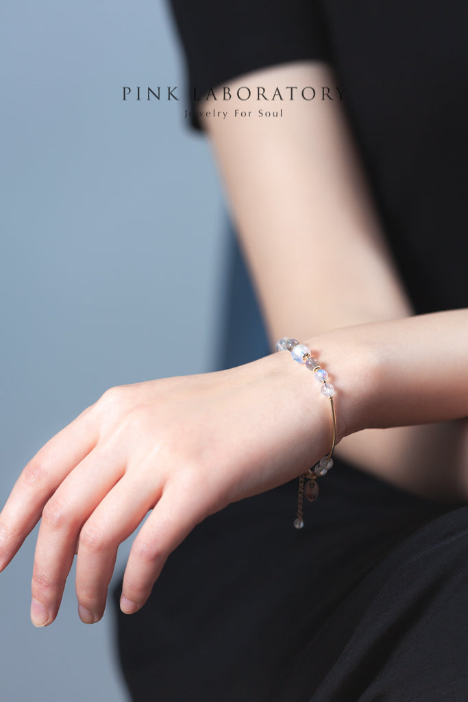 6A藍光月亮石拉長石14KGF手鍊