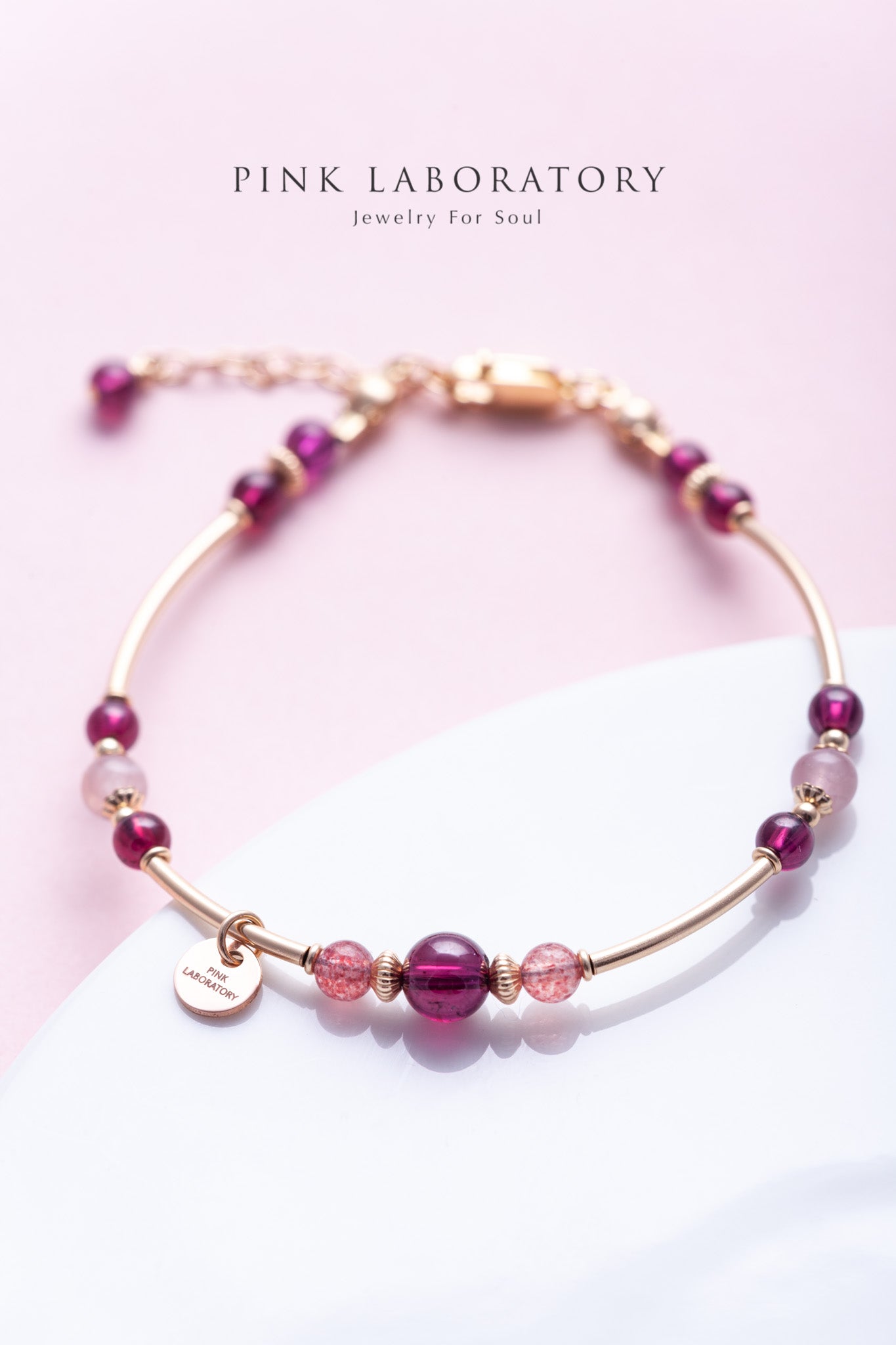 石榴石草莓晶14k包金手鍊