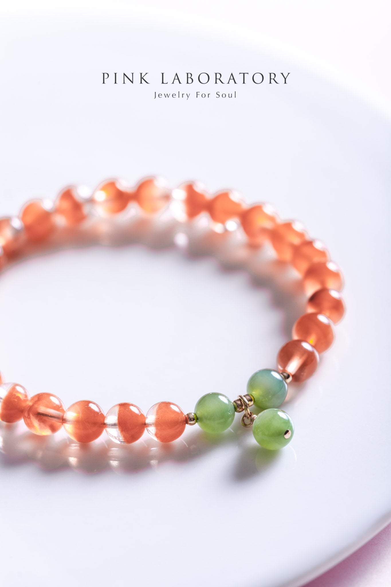 聚寶盆紅兔毛紅髮晶和田玉14KGF手鍊