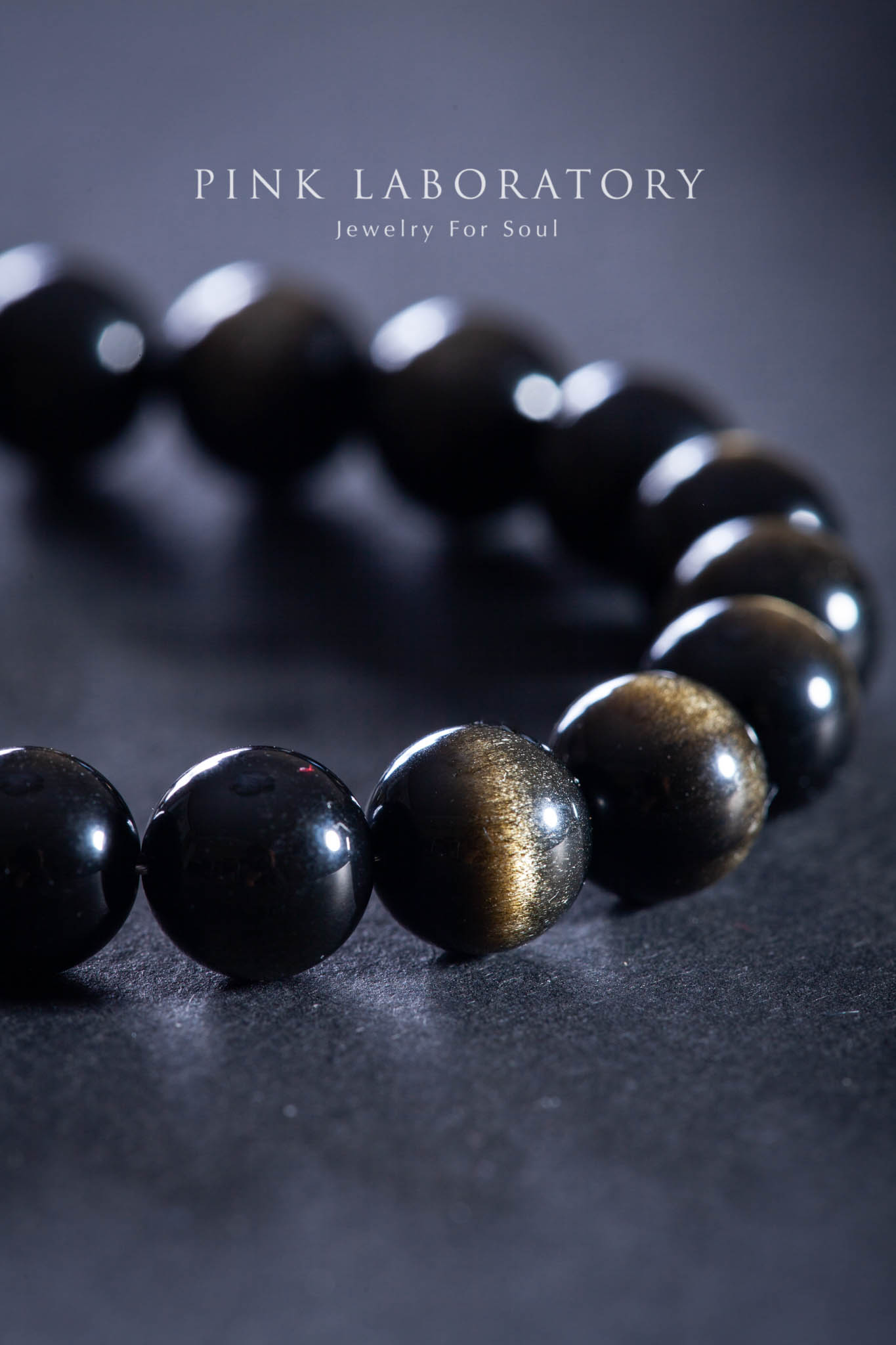 金沙黑曜石虎眼石 黃銅配件手鍊