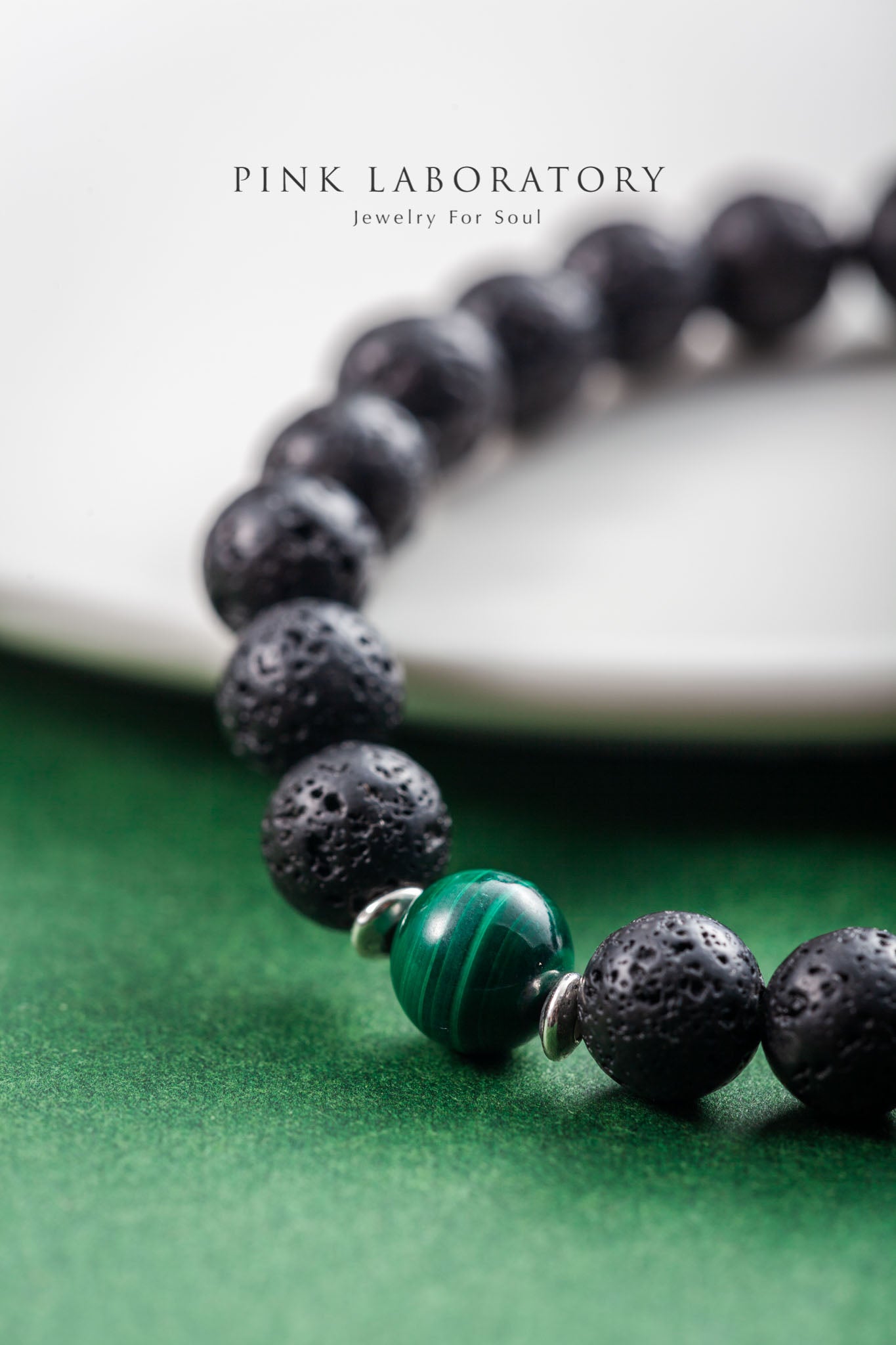 孔雀石火山石手鍊