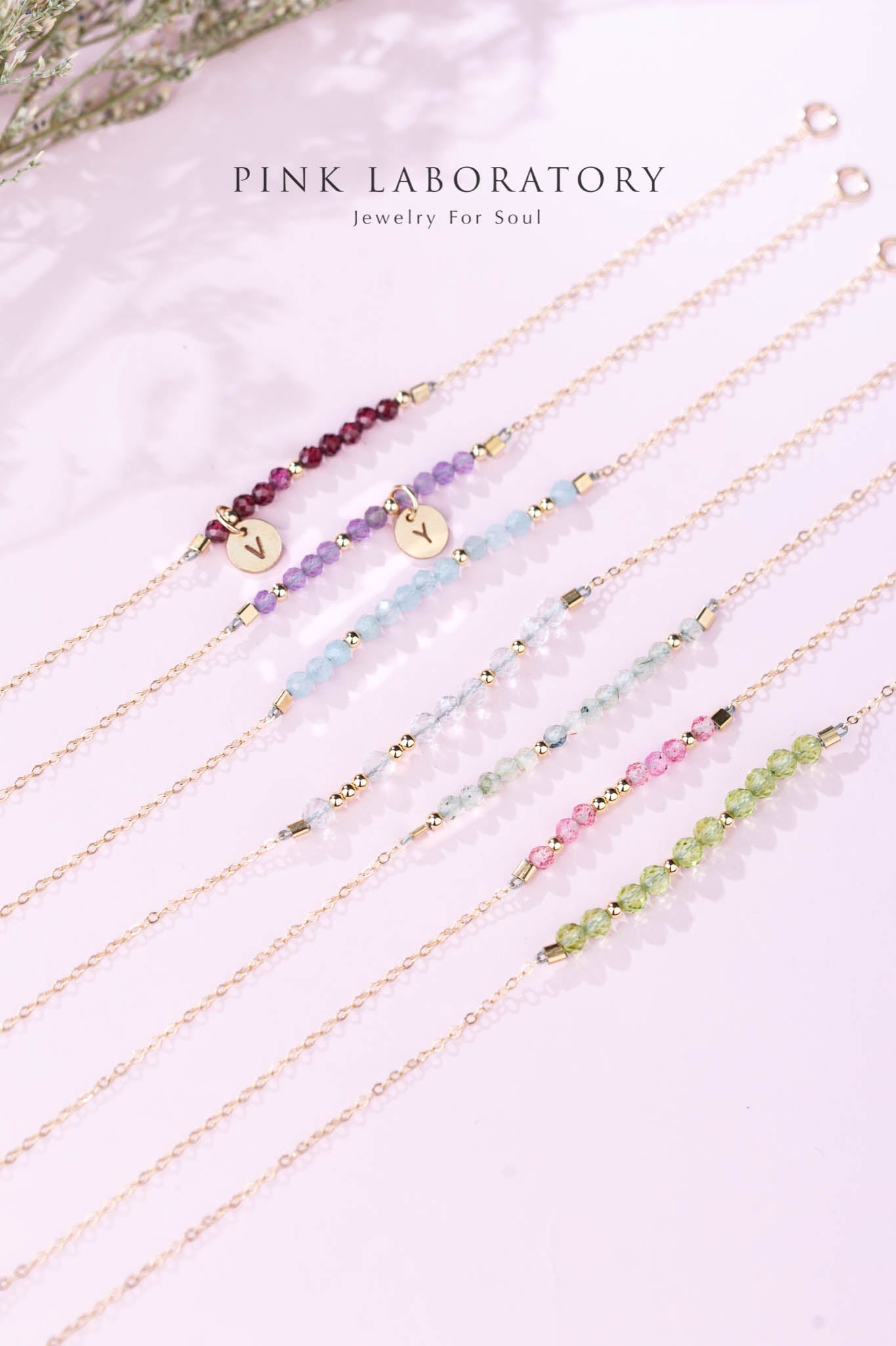 石榴石14KGF手鍊 | 摩斯密碼客製字母