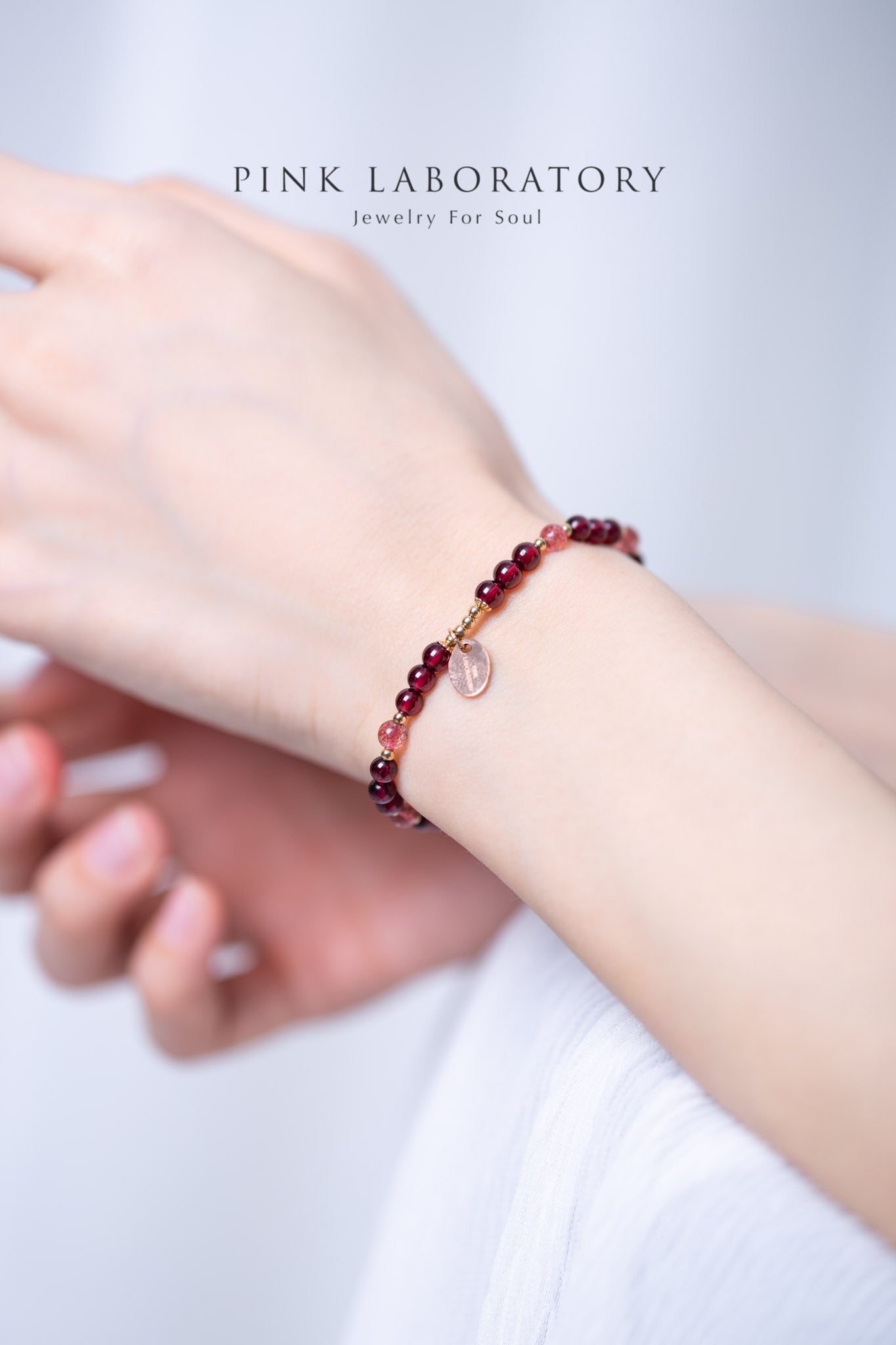 石榴石草莓晶14k包金手鍊