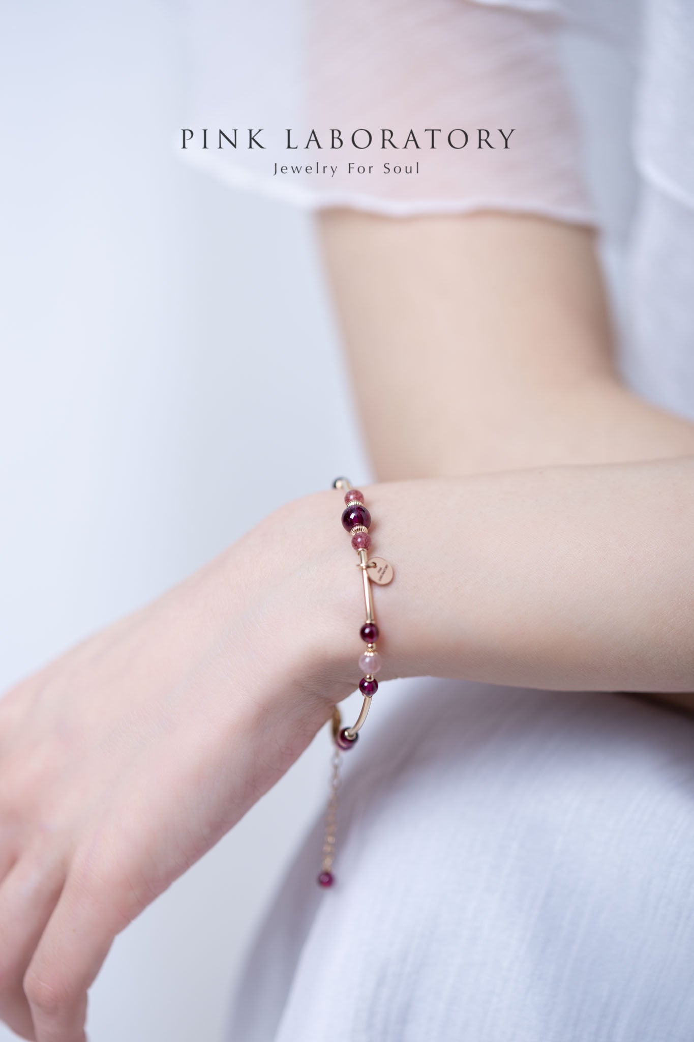 石榴石草莓晶14k包金手鍊