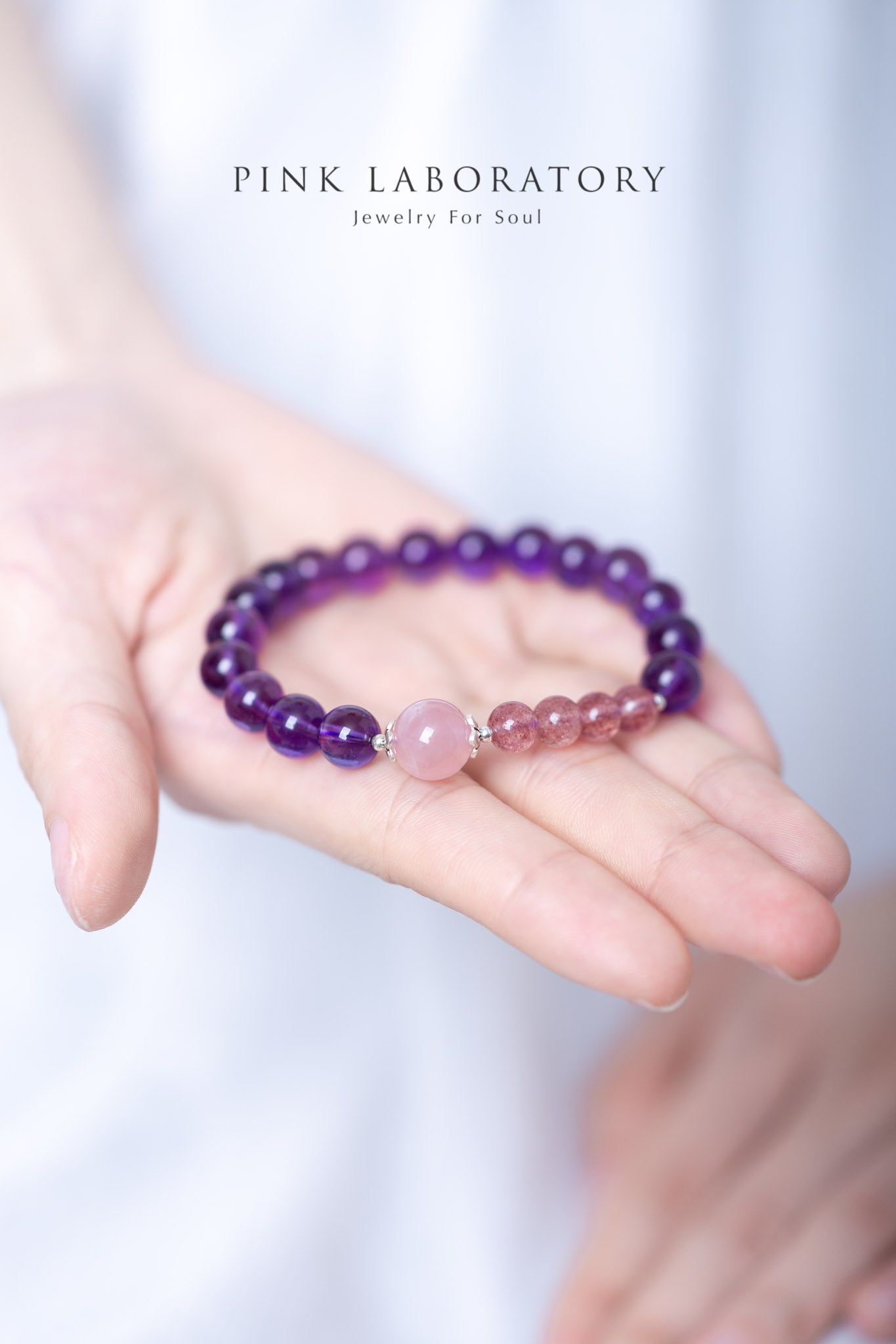 紫水晶草莓晶925純銀手鍊