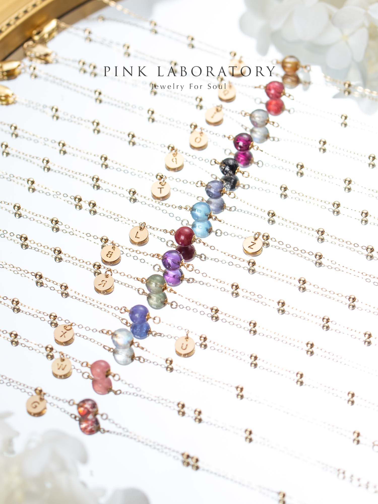 冰種紅紋石愛情水晶14KGF字母手鍊