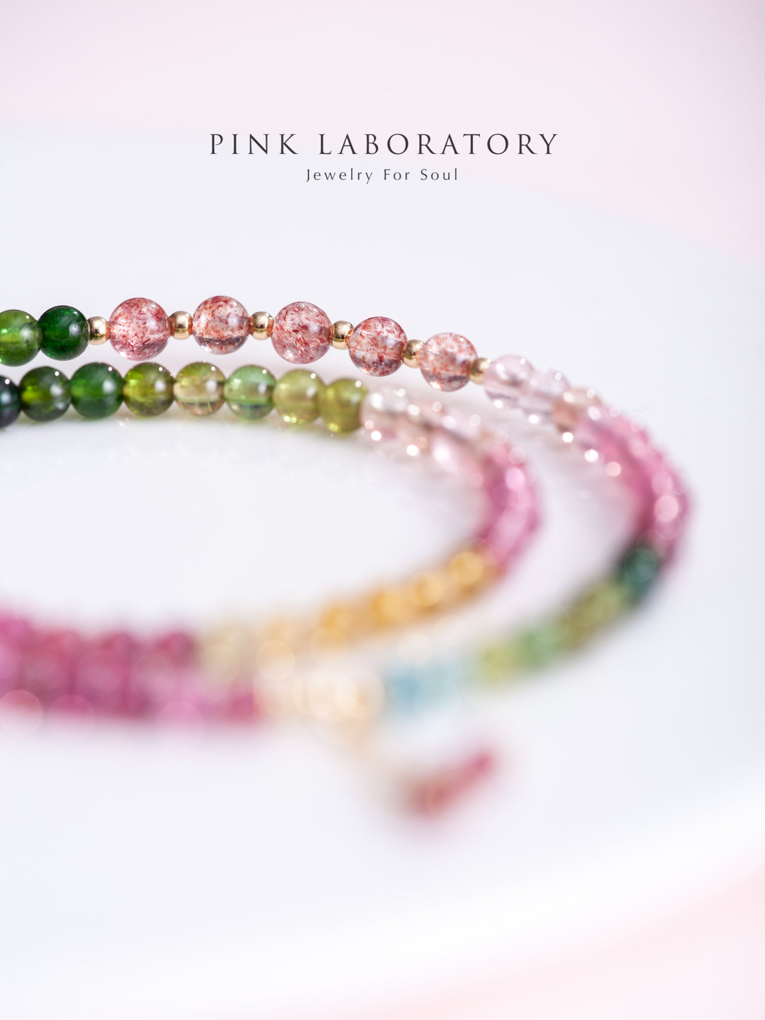 碧璽草莓晶雙圈14k包金手鍊