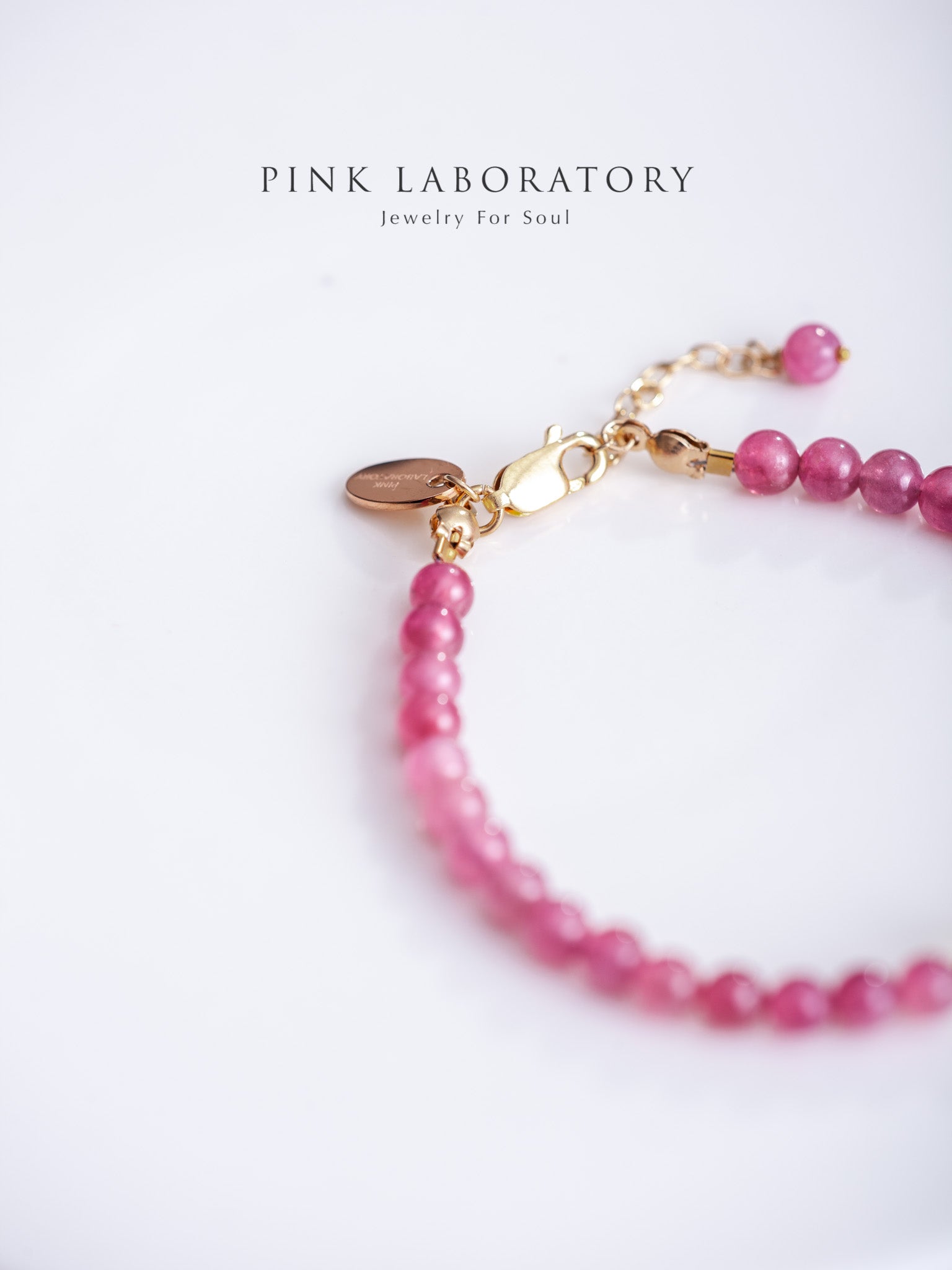 粉紅碧璽月光石14k包金手鍊